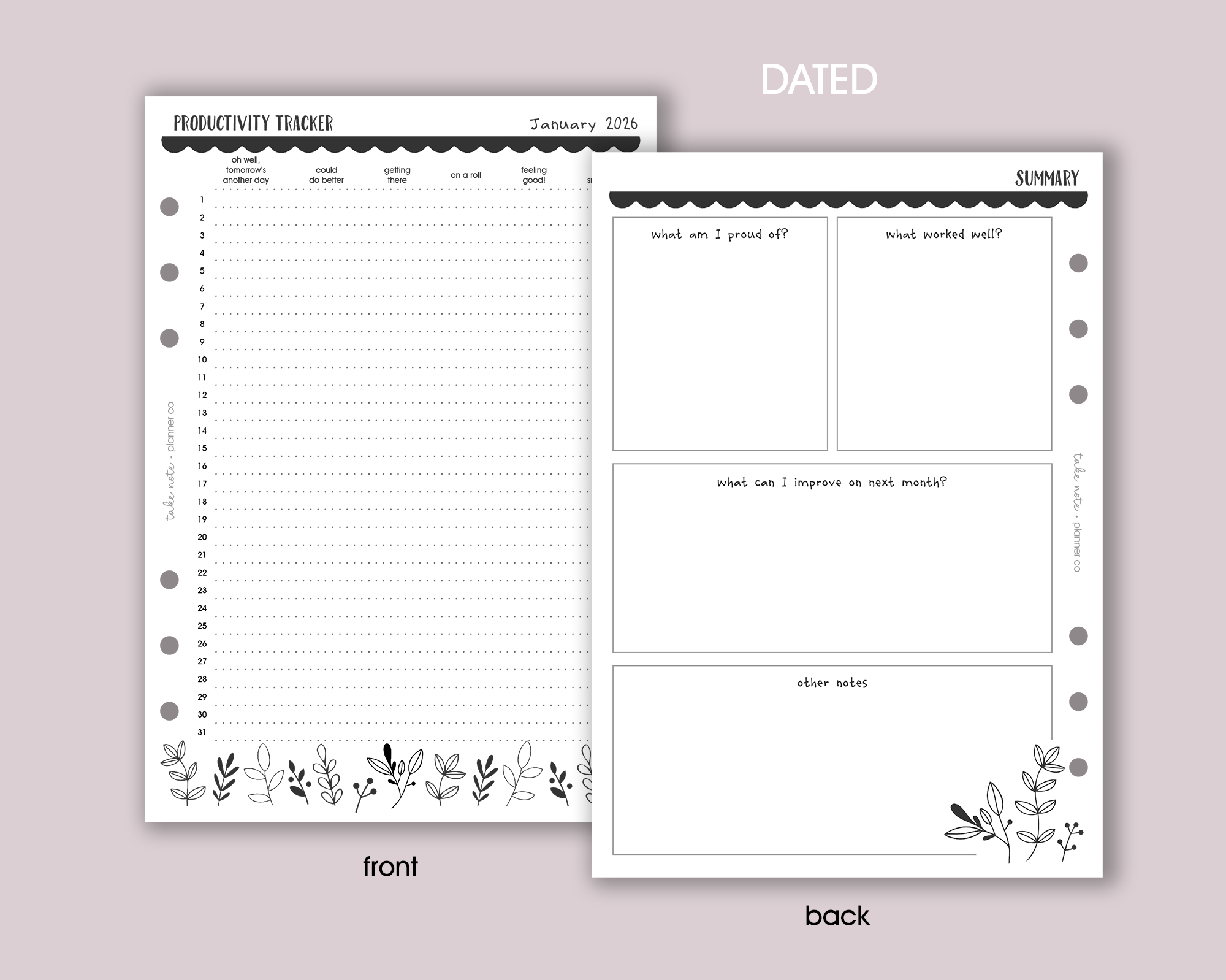 Productivity Tracker Inserts <!---floral-->