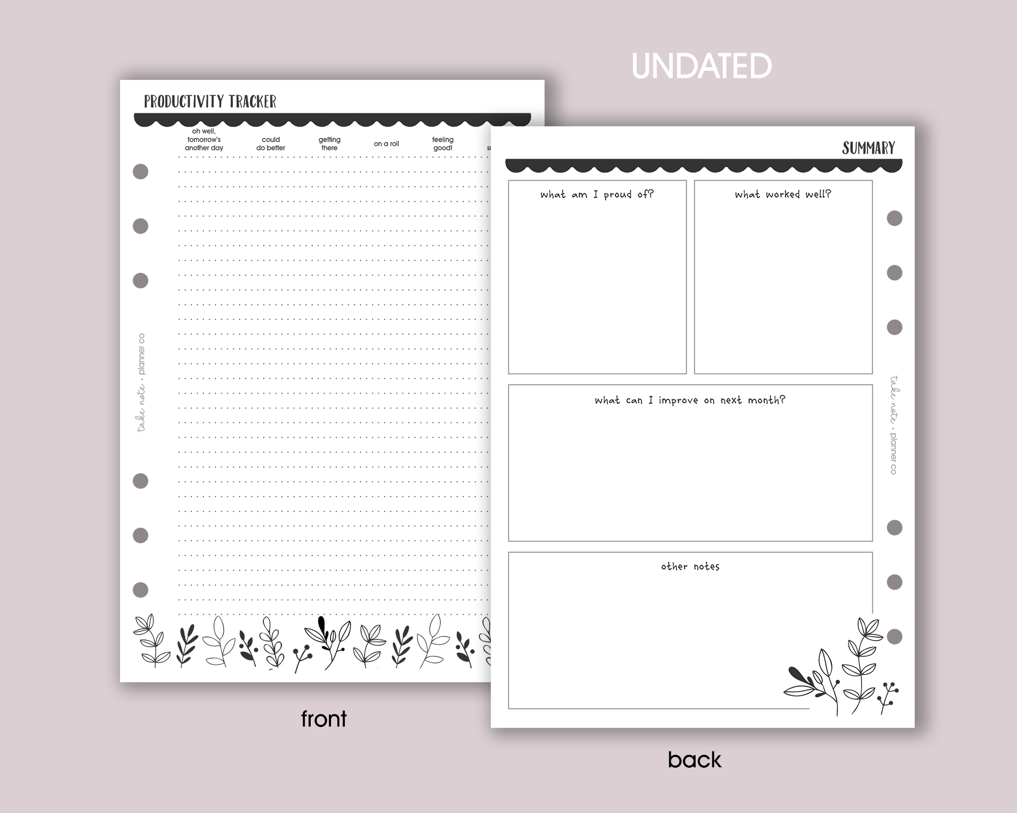 Productivity Tracker Inserts <!---floral-->