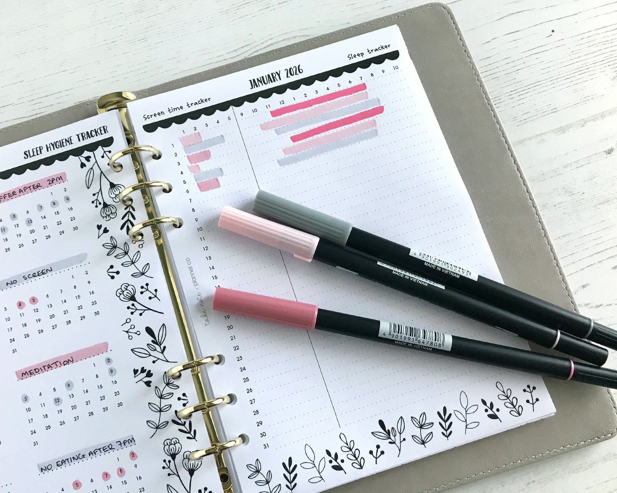 Screen Time & Sleep Tracker Inserts <!---floral-->