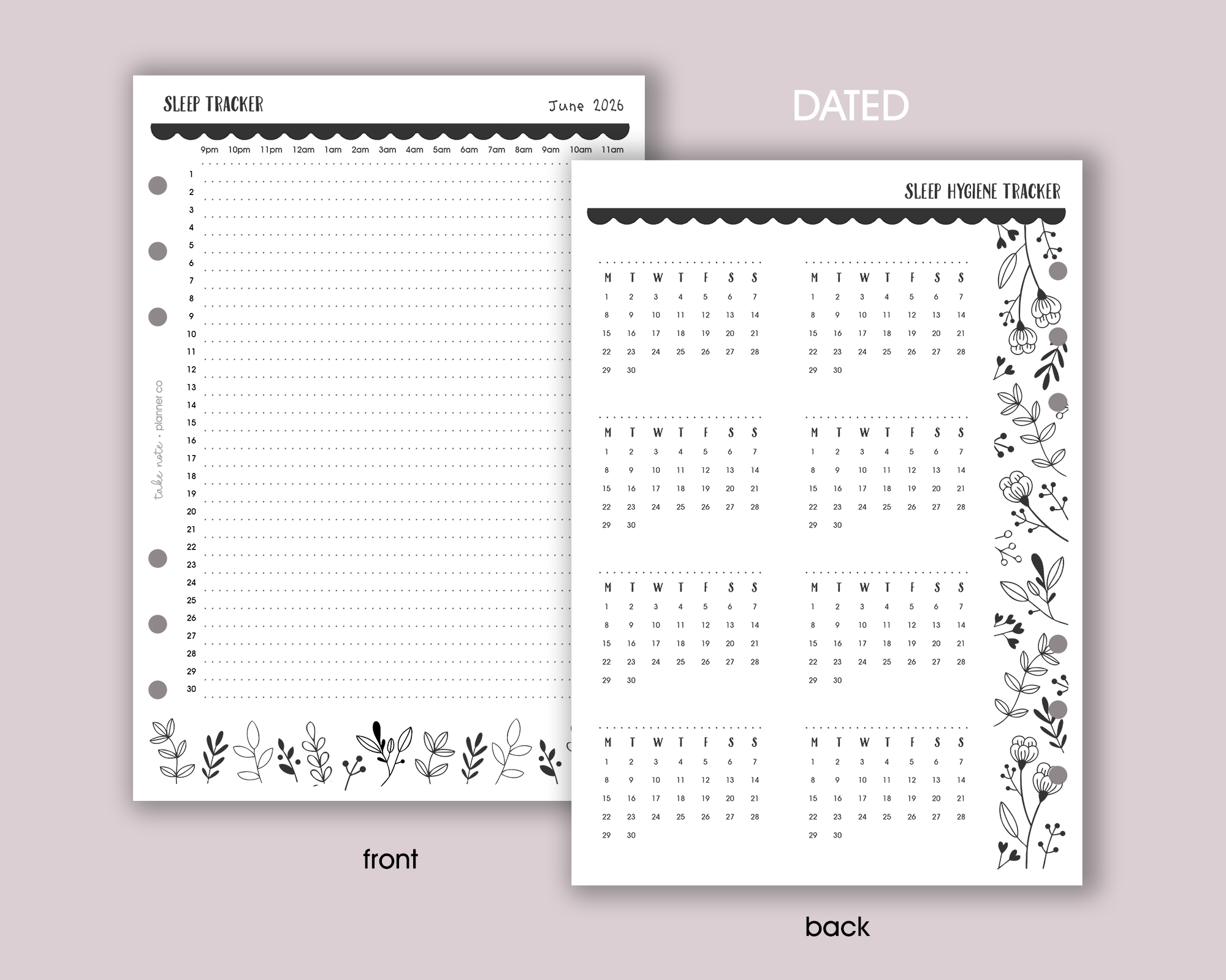 Sleep Tracker Inserts <!---floral-->