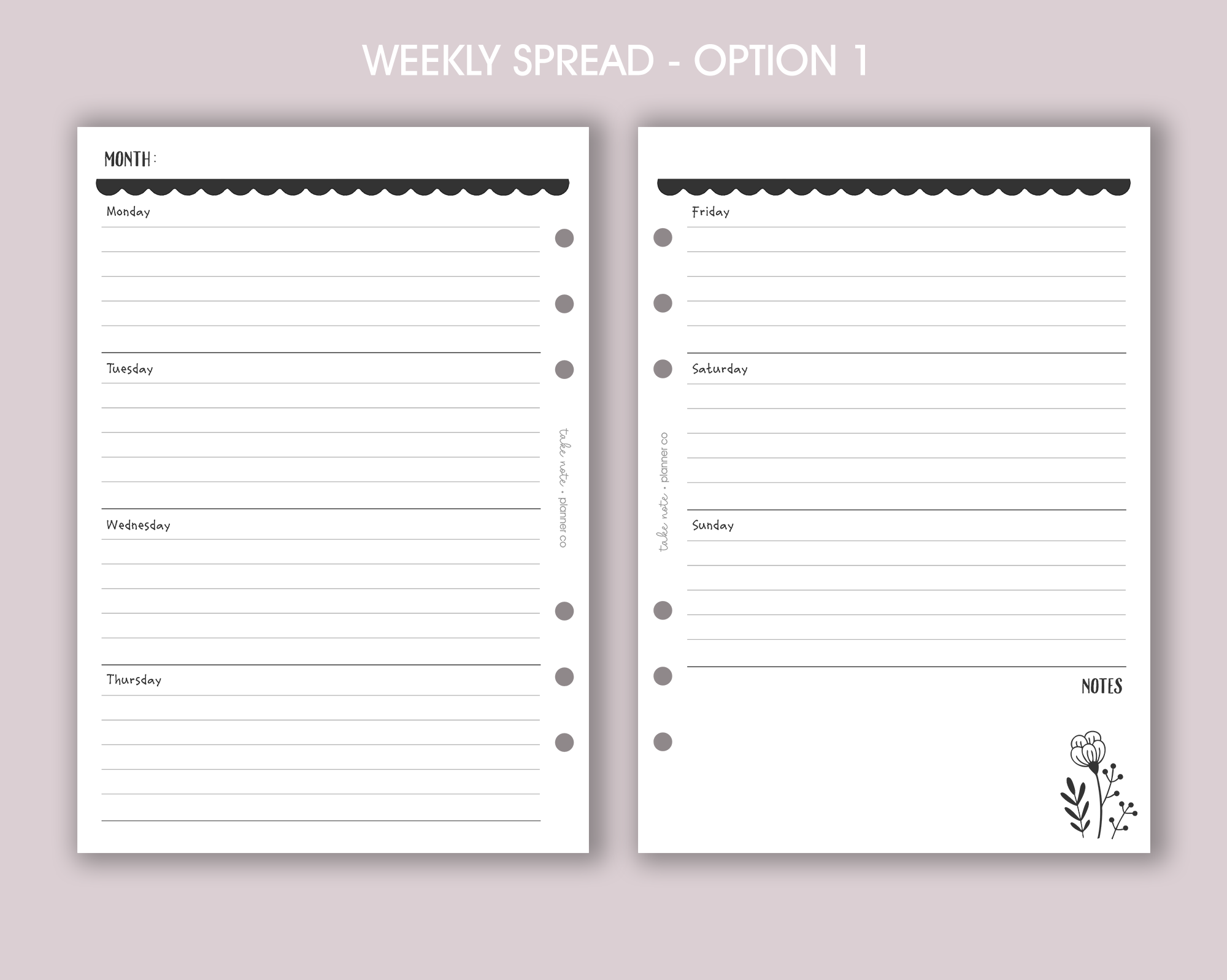 Undated Weekly Inserts <!---floral:WEEK1-->