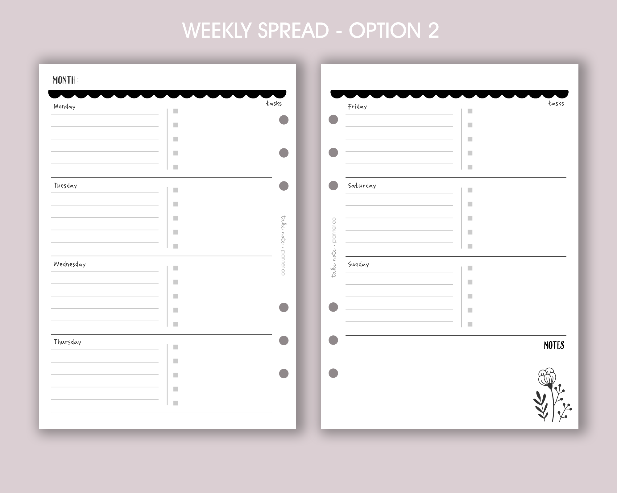Undated Weekly Inserts <!---floral:WEEK1-->