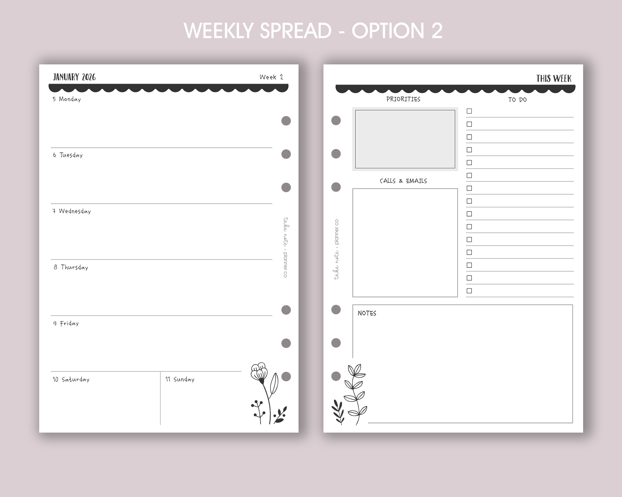 Dated Weekly Inserts <!---floral:WEEK2-->
