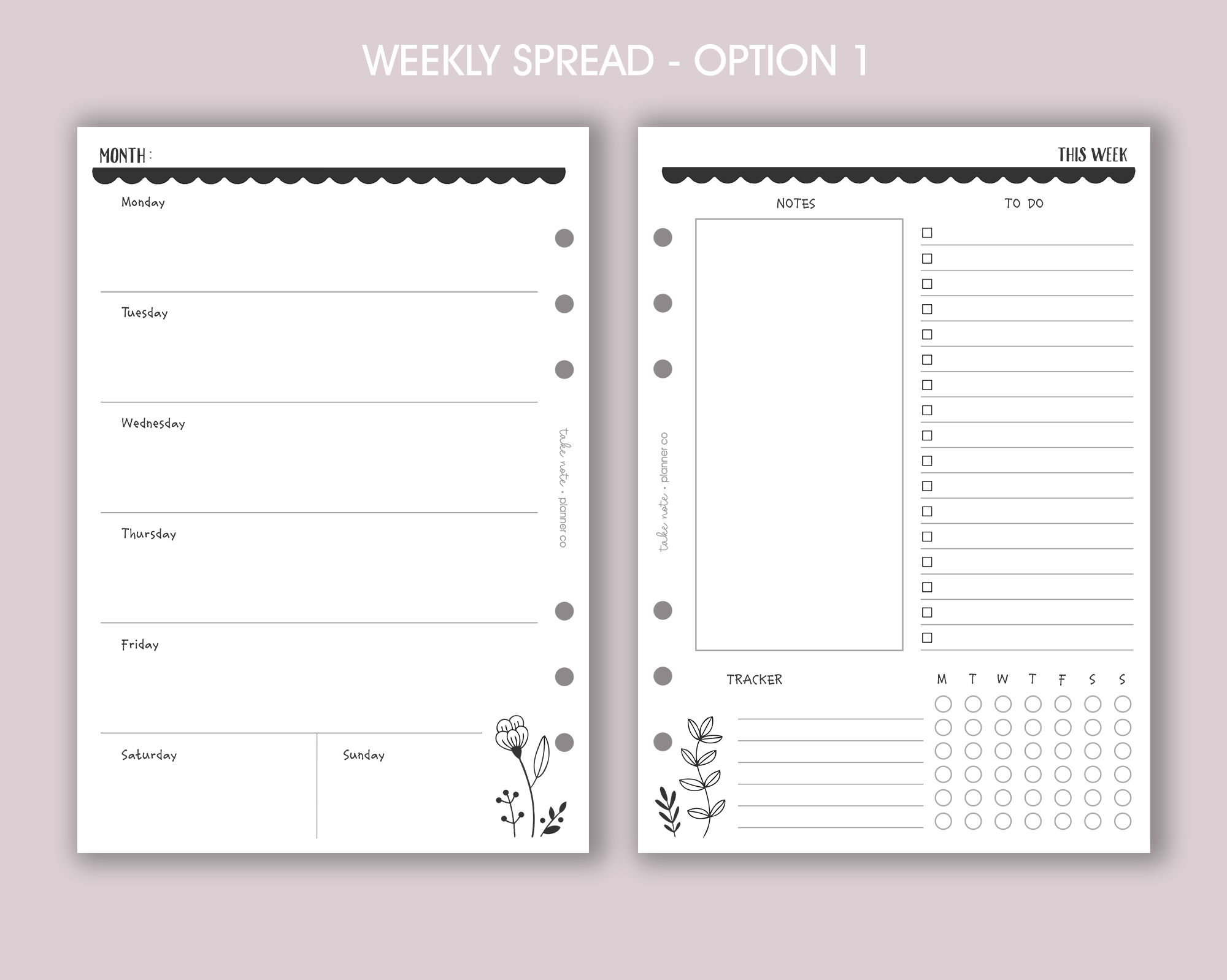 Undated Weekly Inserts <!---floral:WEEK2-->
