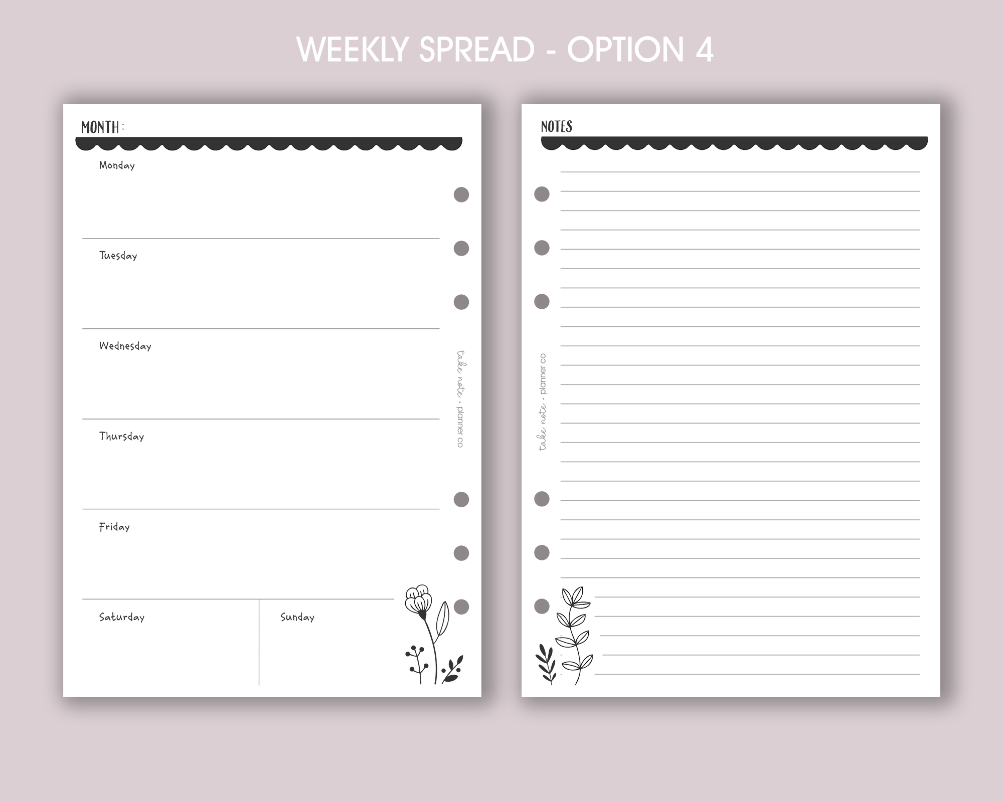 Undated Weekly Inserts <!---floral:WEEK2-->