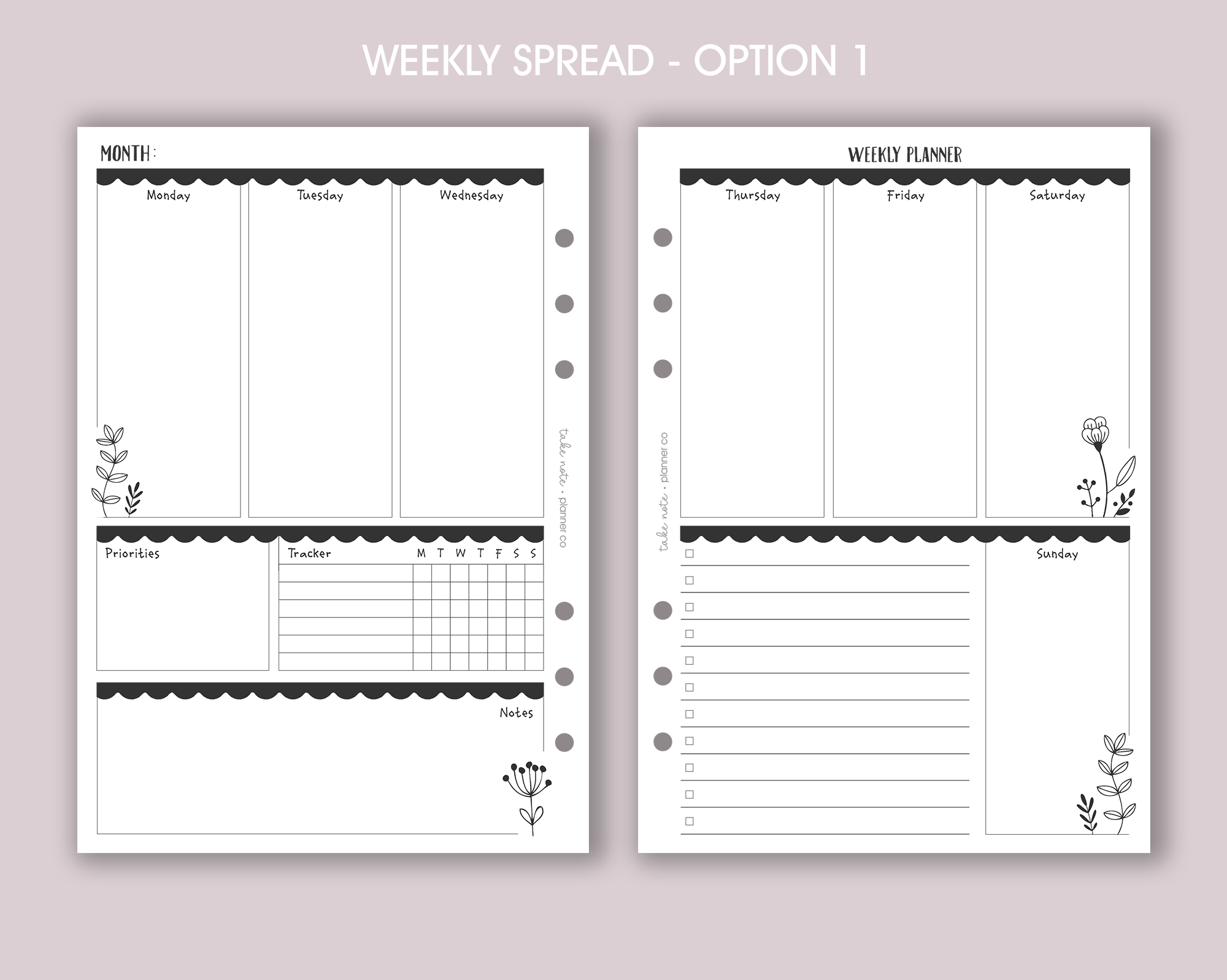Undated Weekly Inserts <!---floral:WEEK4-->