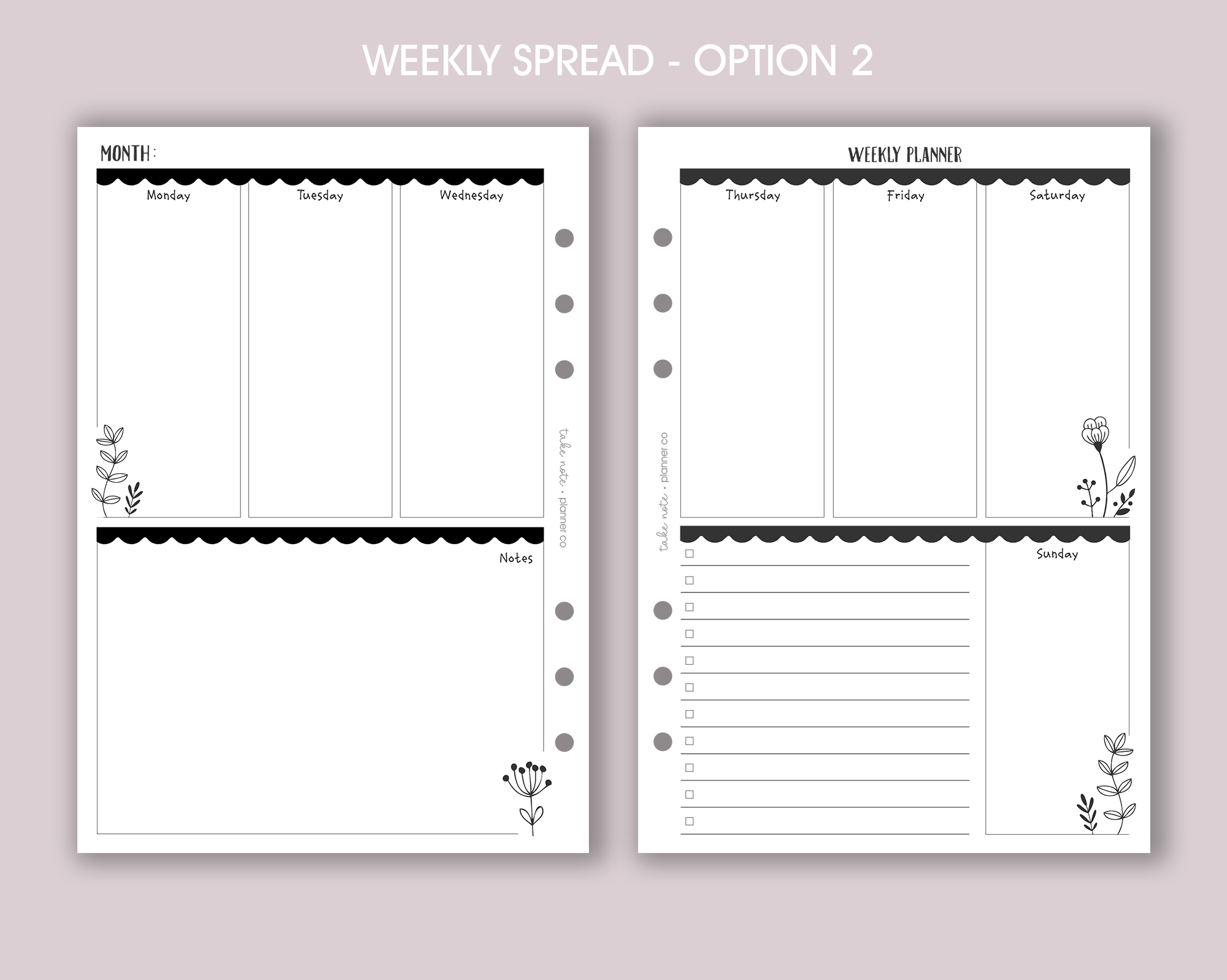 Undated Weekly Inserts <!---floral:WEEK4-->