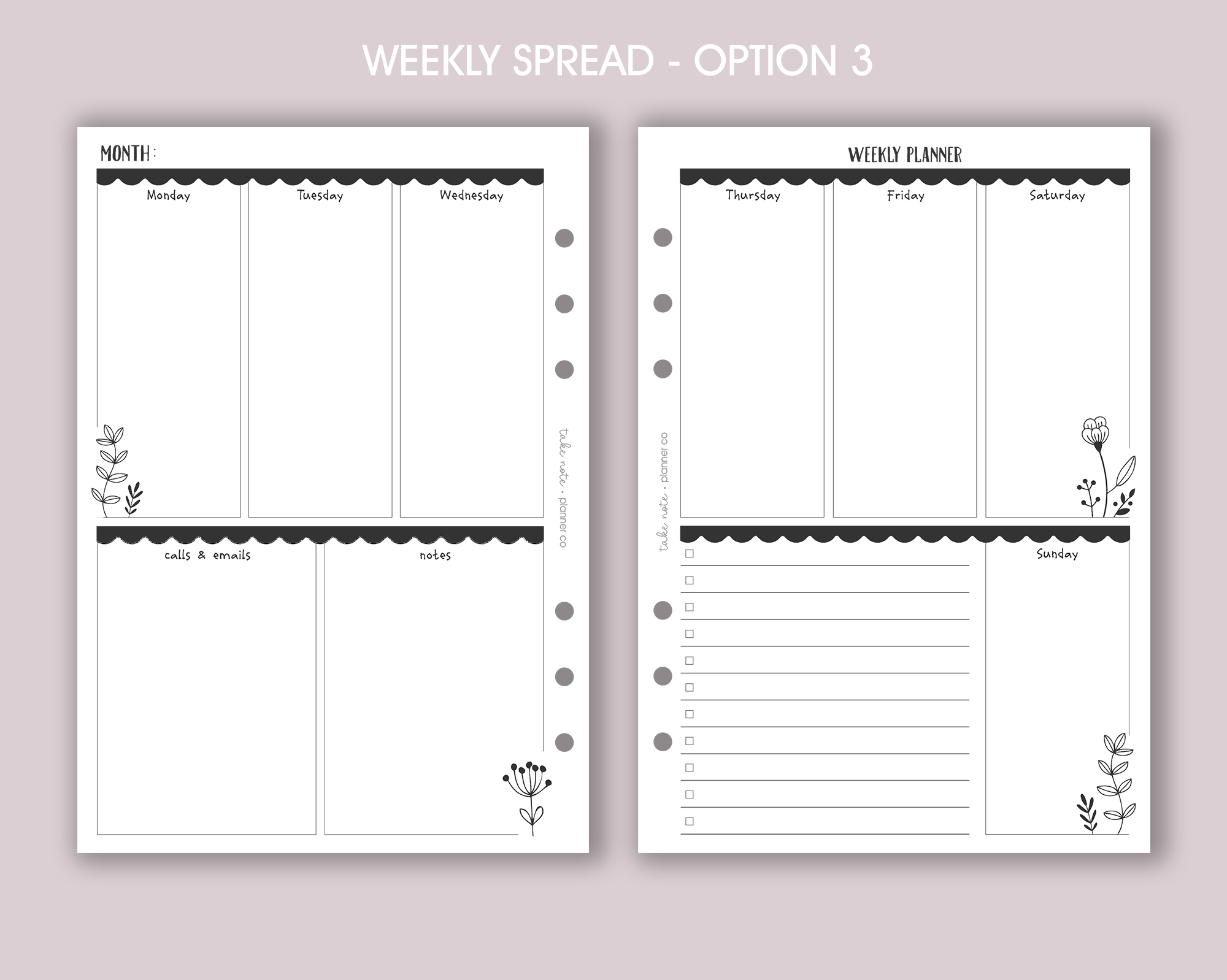 Undated Weekly Inserts <!---floral:WEEK4-->