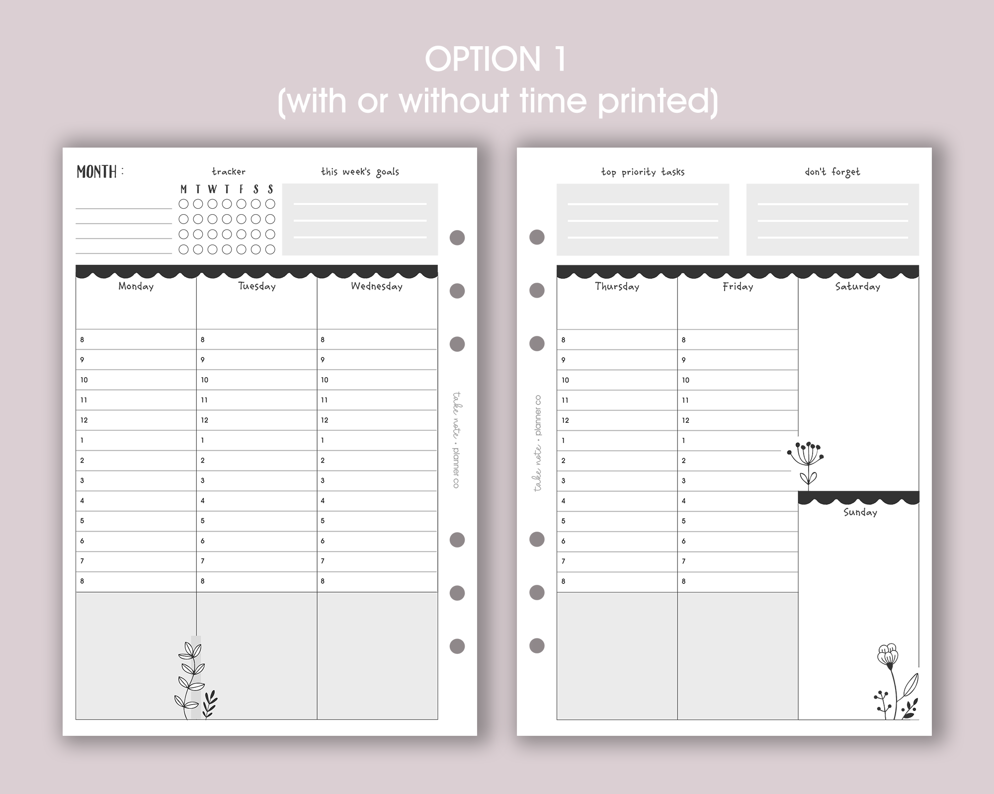 Undated Weekly Inserts <!---floral:WEEK7-->