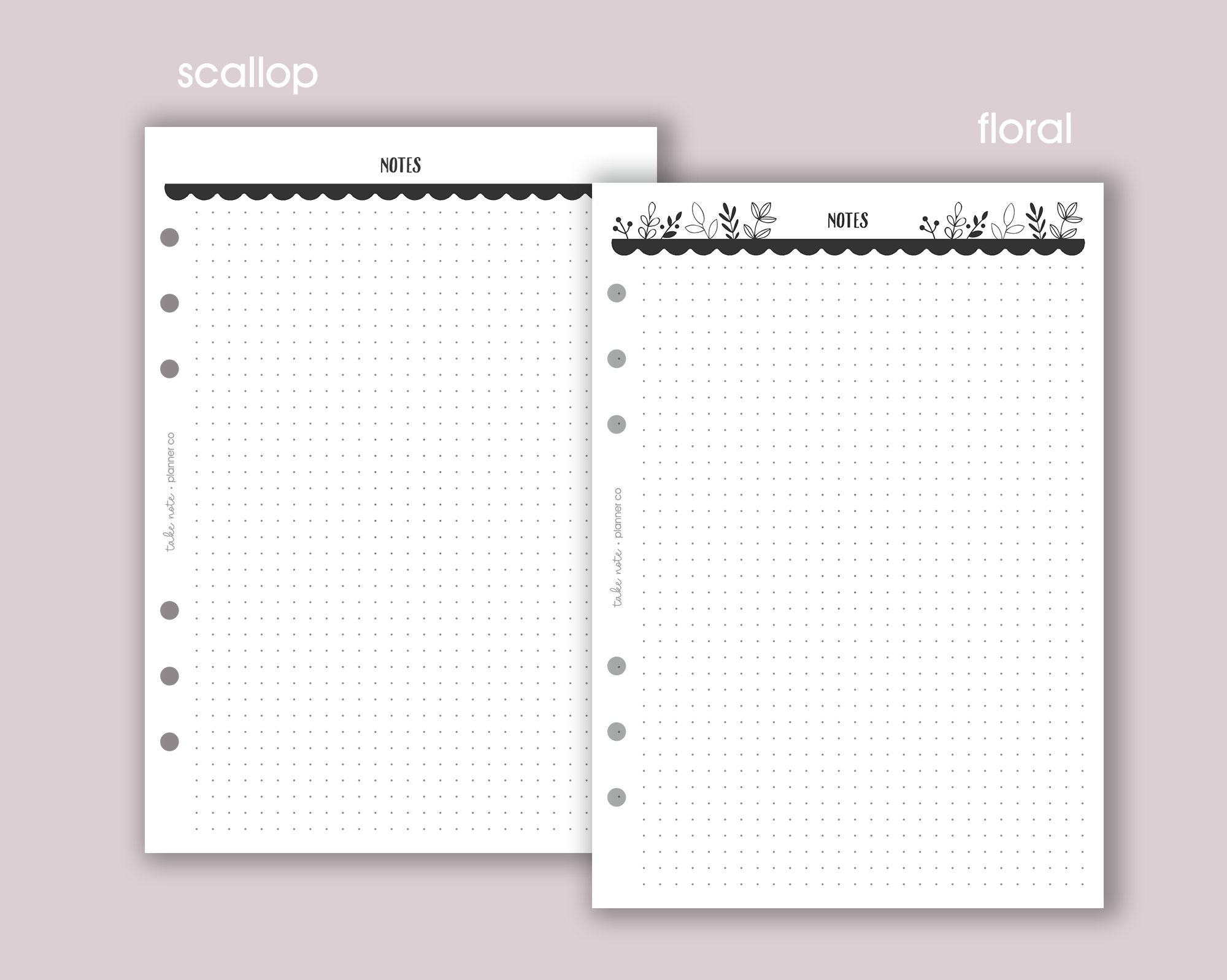 Dotted Note Page Inserts <!---floral:NOTESdots-->