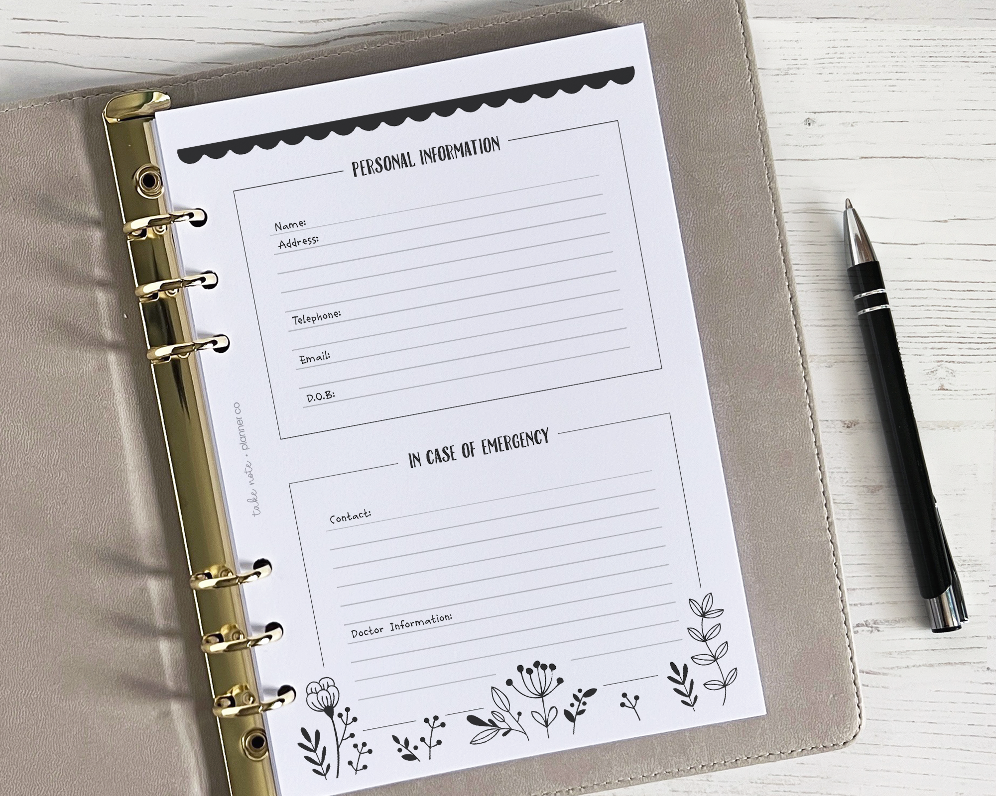 Personal Information Insert <!---floral-->