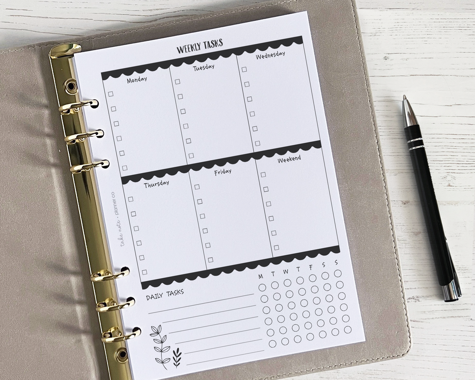 Weekly Tasks Inserts<!---floral-->