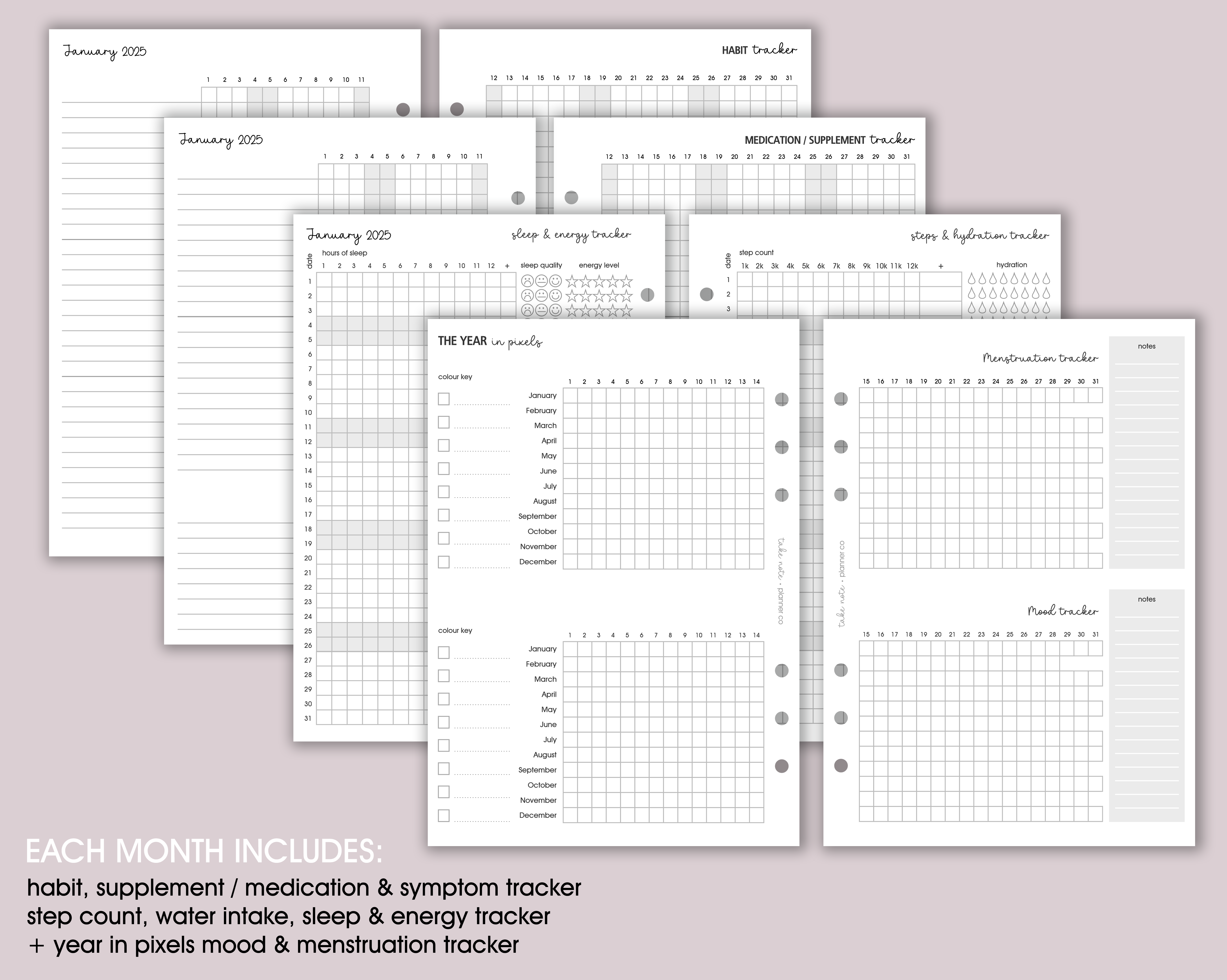 Health & Wellness Tracker Inserts