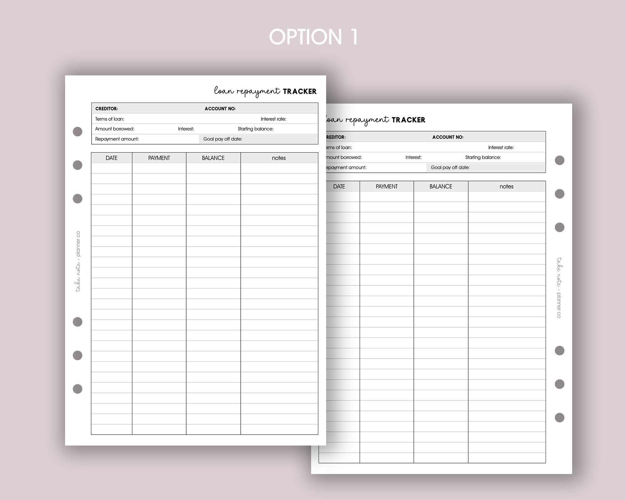 Loan Repayment Tracker Inserts