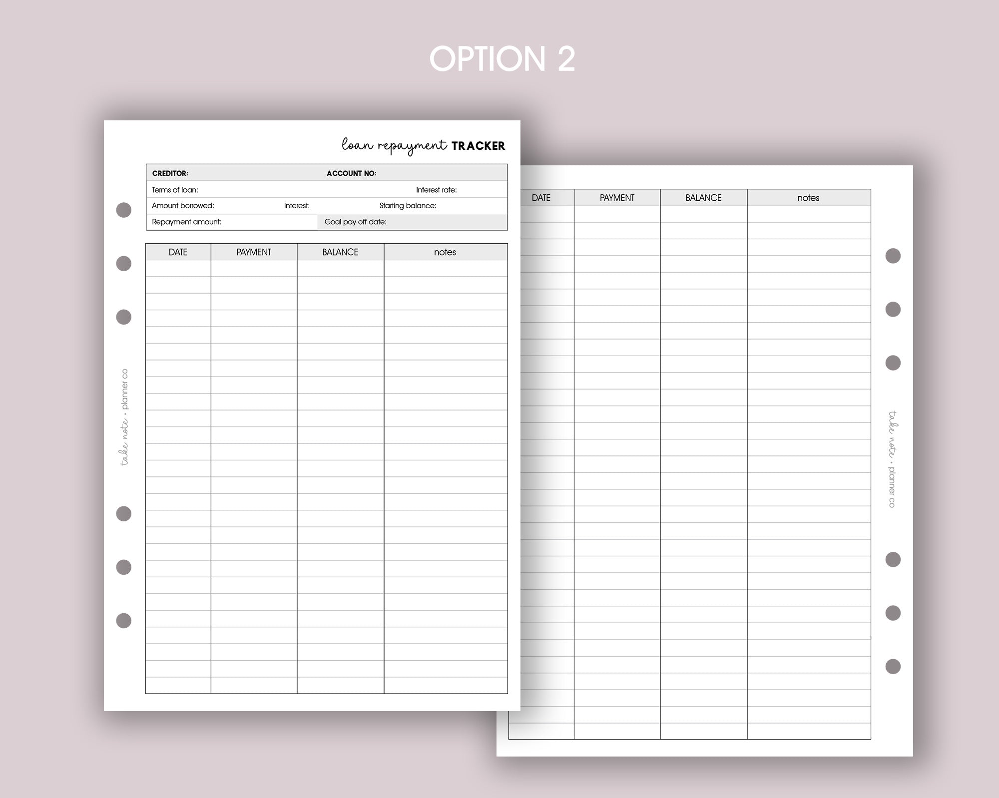 Loan Repayment Tracker Inserts