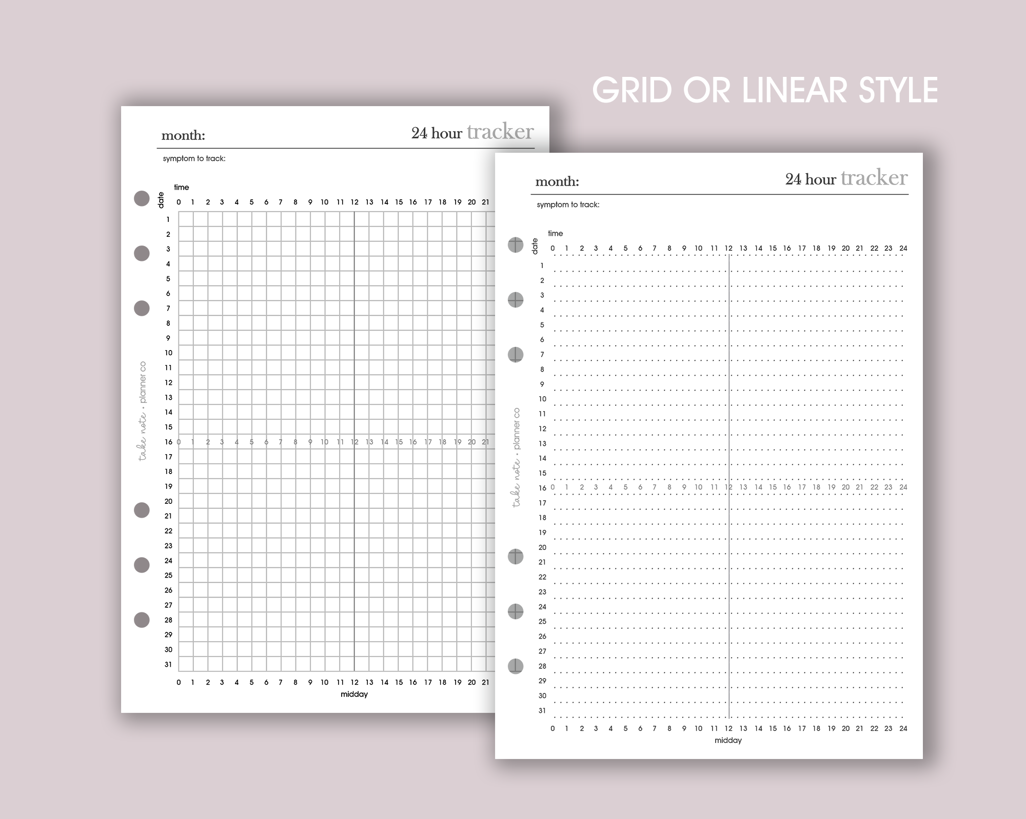 24 Hour Symptom Tracker Inserts <!---minimal-->
