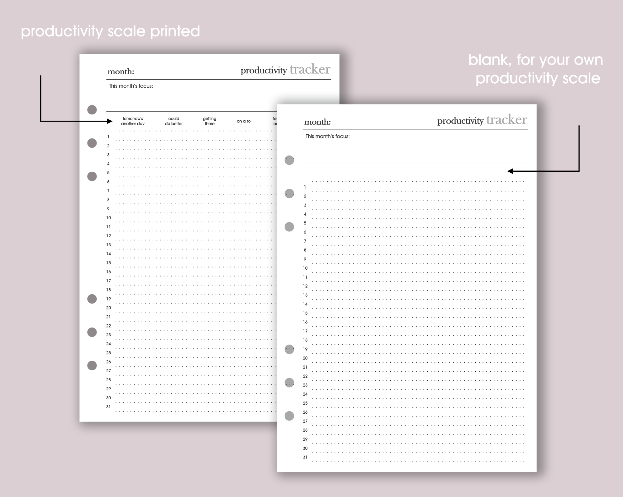 Productivity Tracker Inserts <!---minimal-->