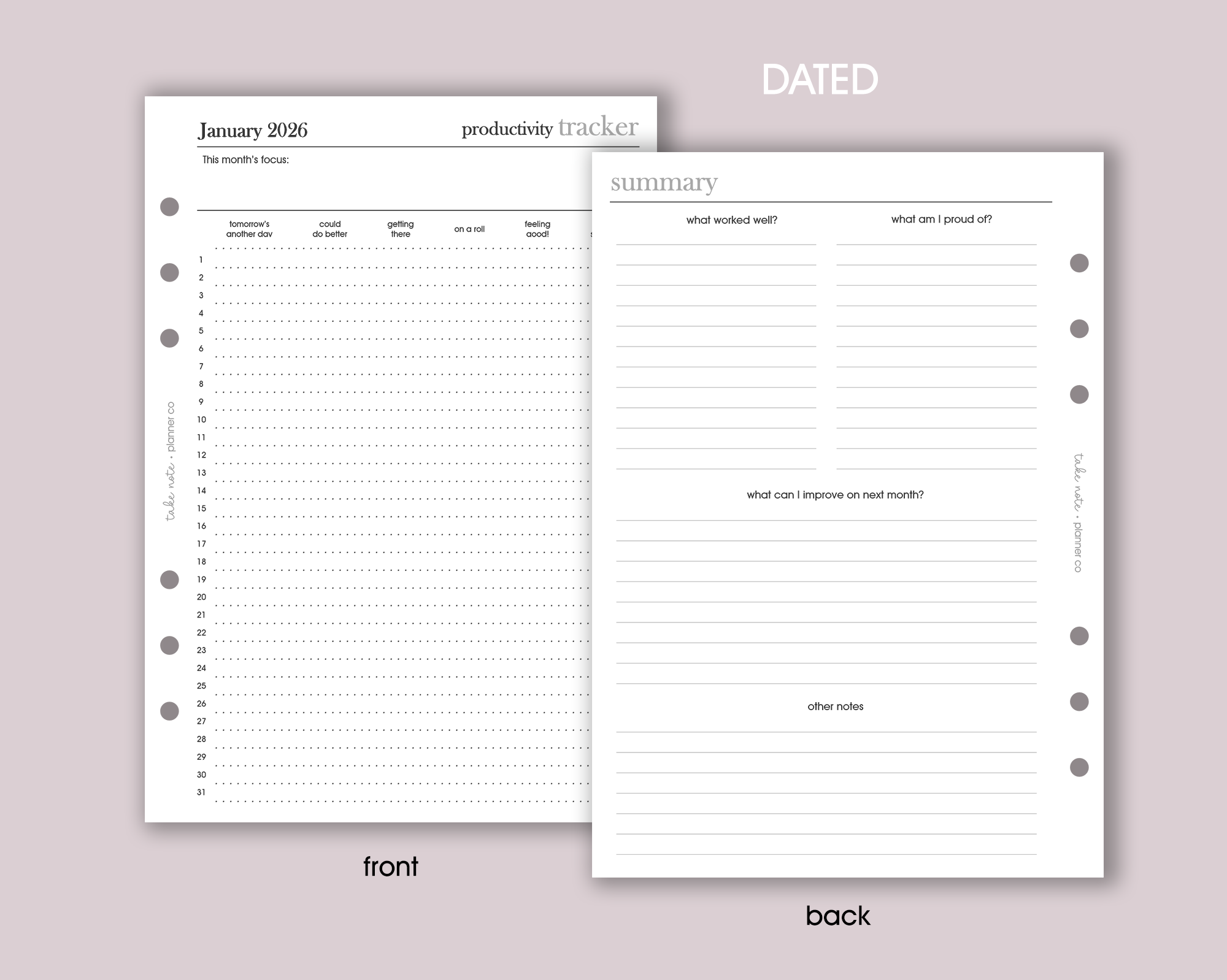 Productivity Tracker Inserts <!---minimal-->