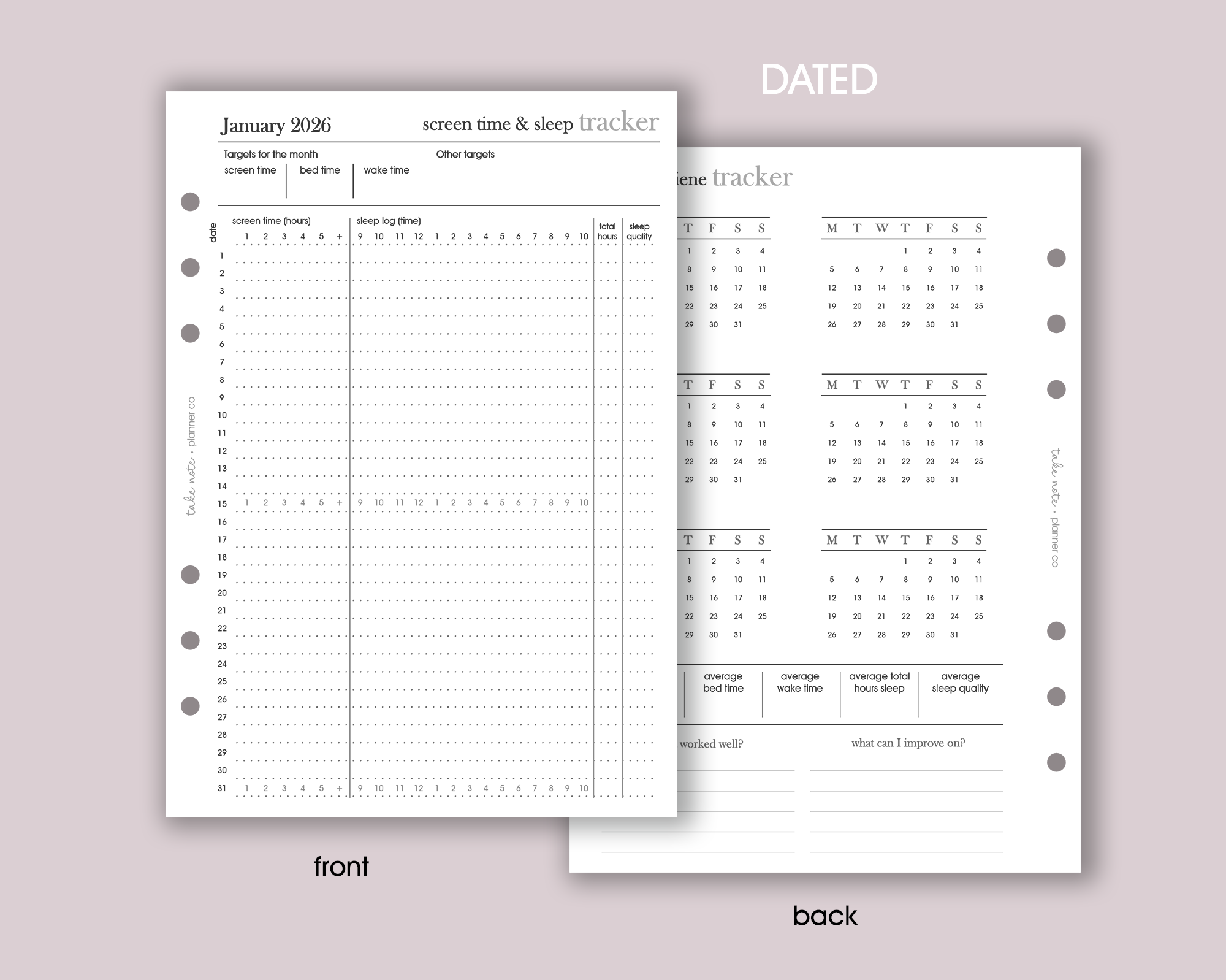 Screen Time & Sleep Tracker Inserts <!---minimal-->