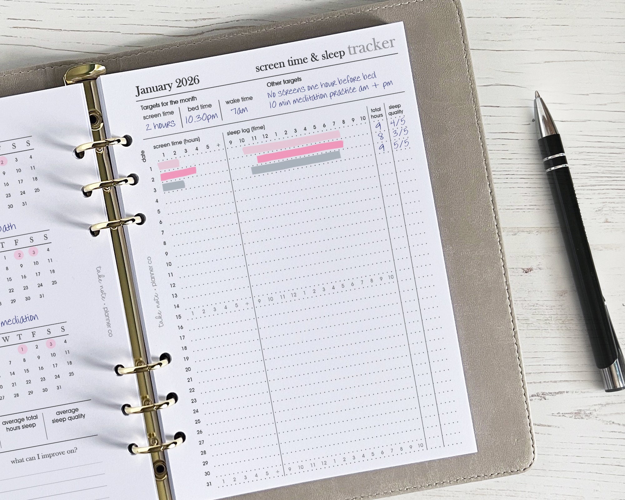 Screen Time & Sleep Tracker Inserts <!---minimal-->