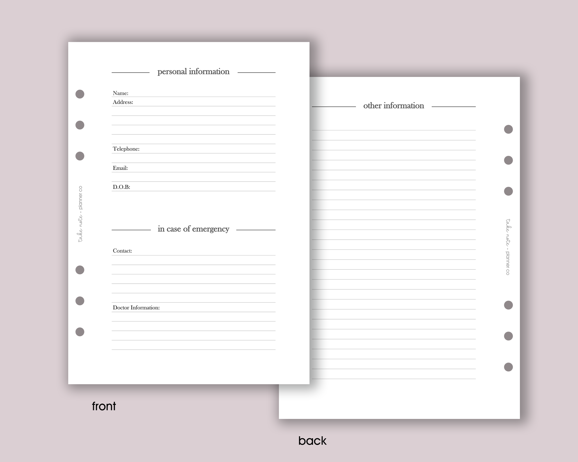 Personal Information Insert <!---minimal-->