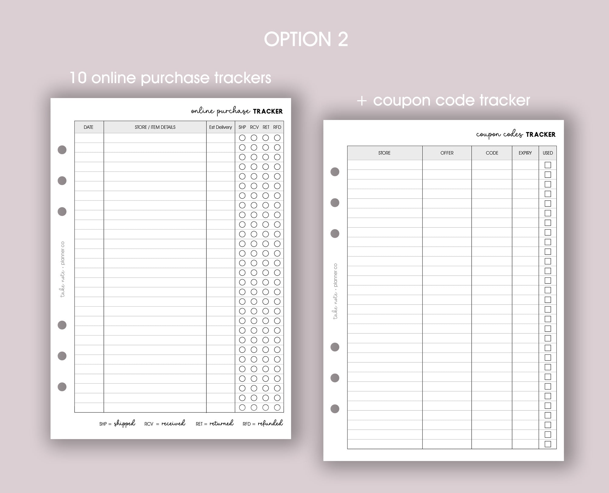 Online Purchase Tracker Inserts <!---onlinepurchase1-->