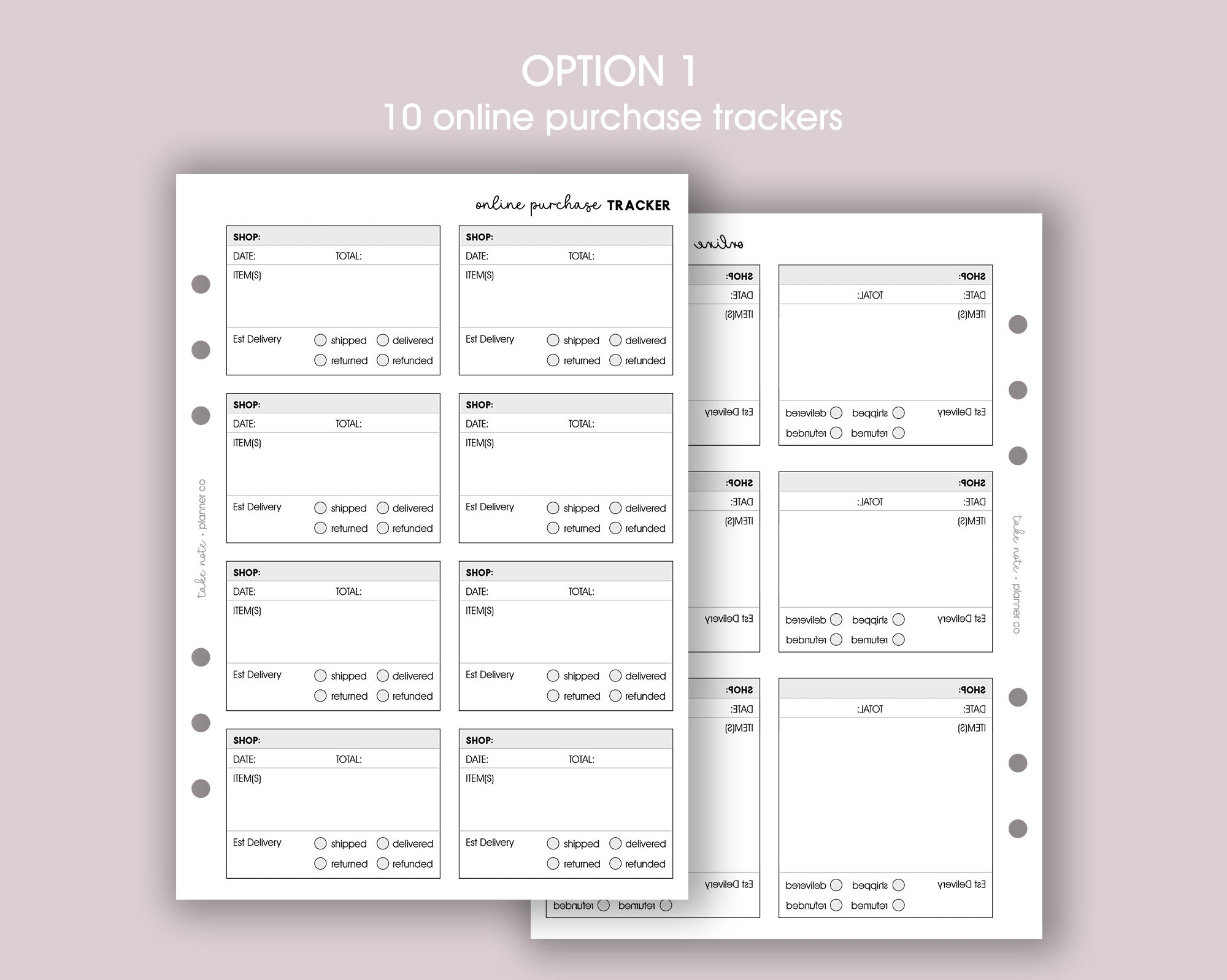 Online Purchase Tracker Inserts <!---onlinepurchase2-->