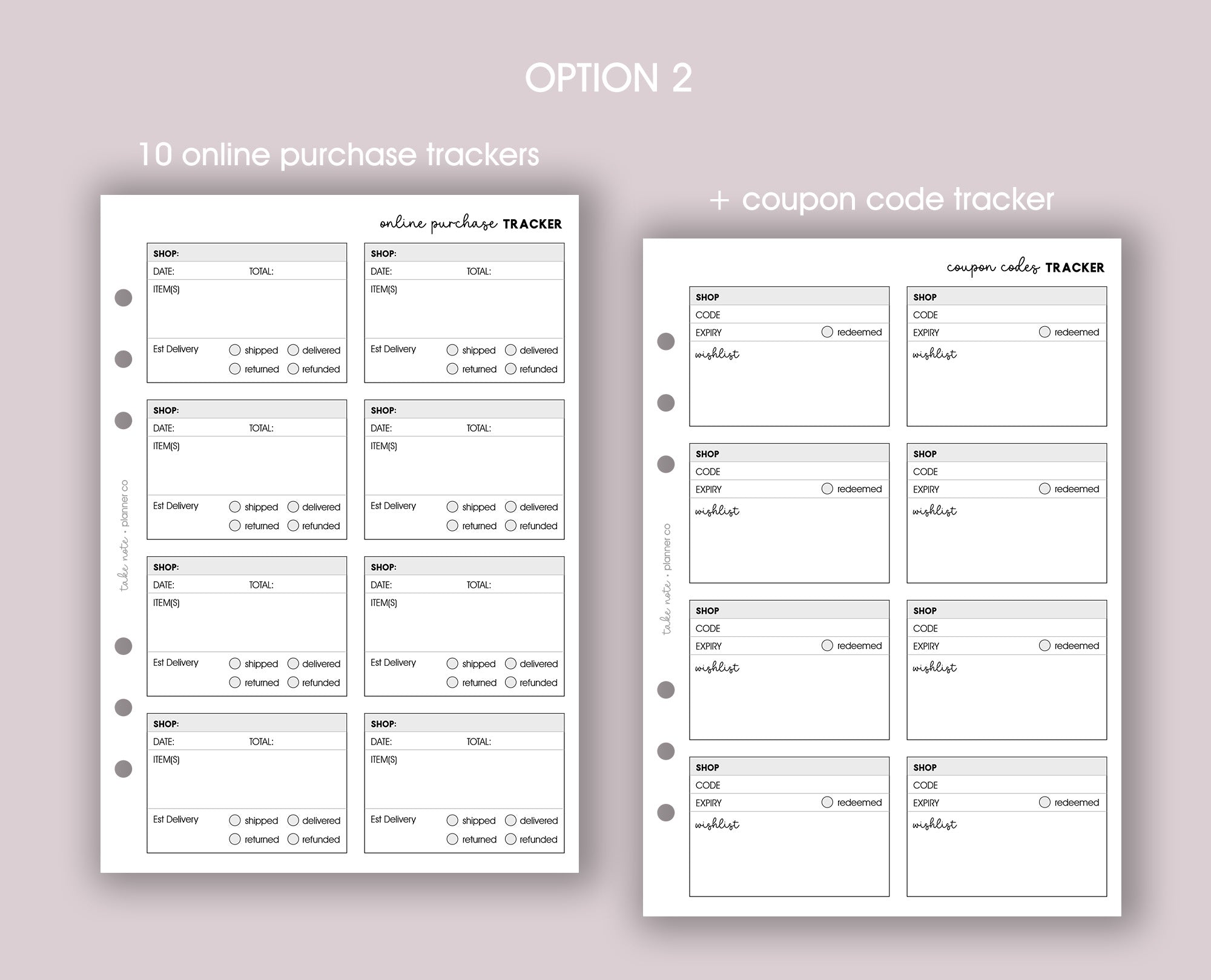 Online Purchase Tracker Inserts <!---onlinepurchase2-->