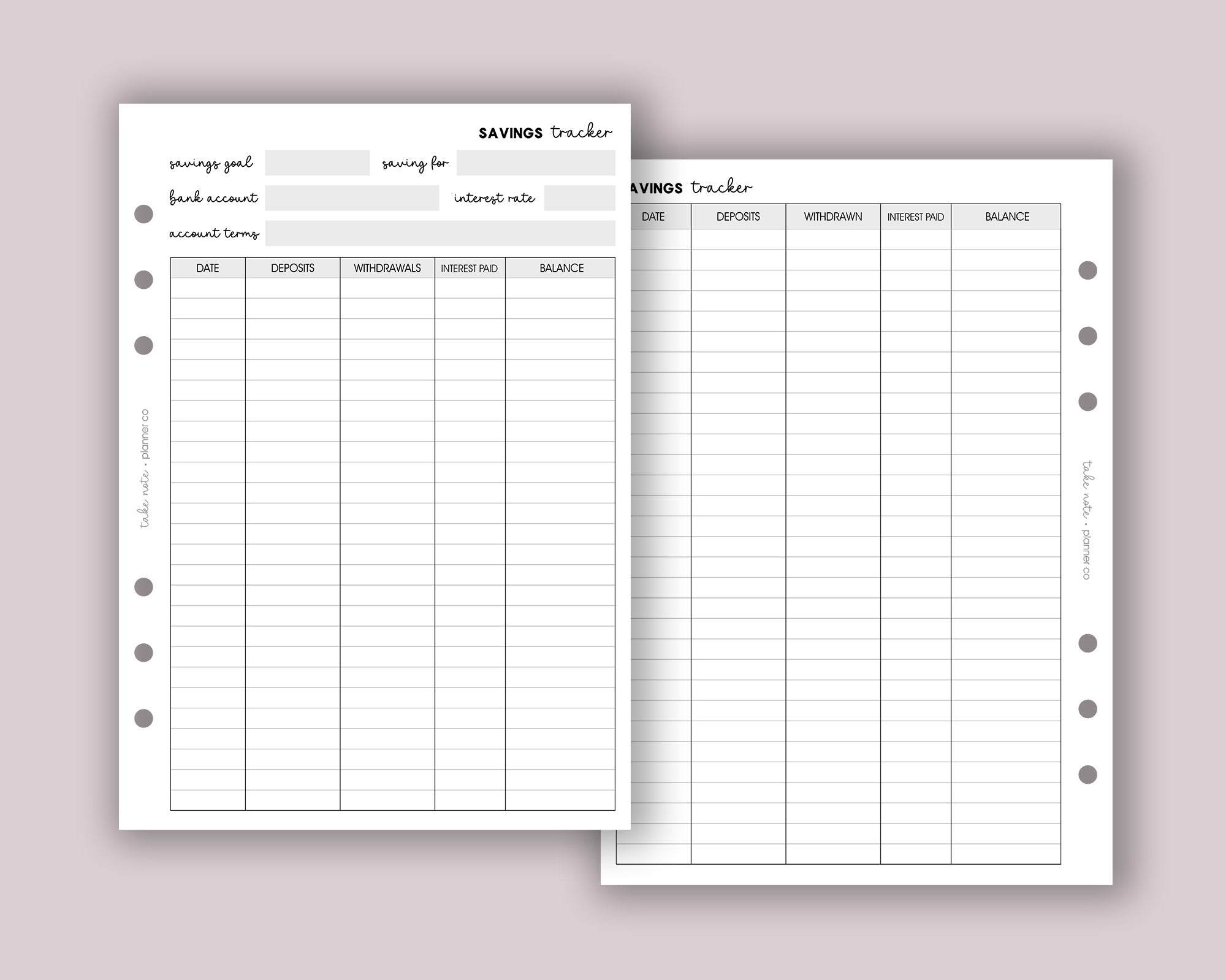 Savings Tracker Inserts <!---savings1-->