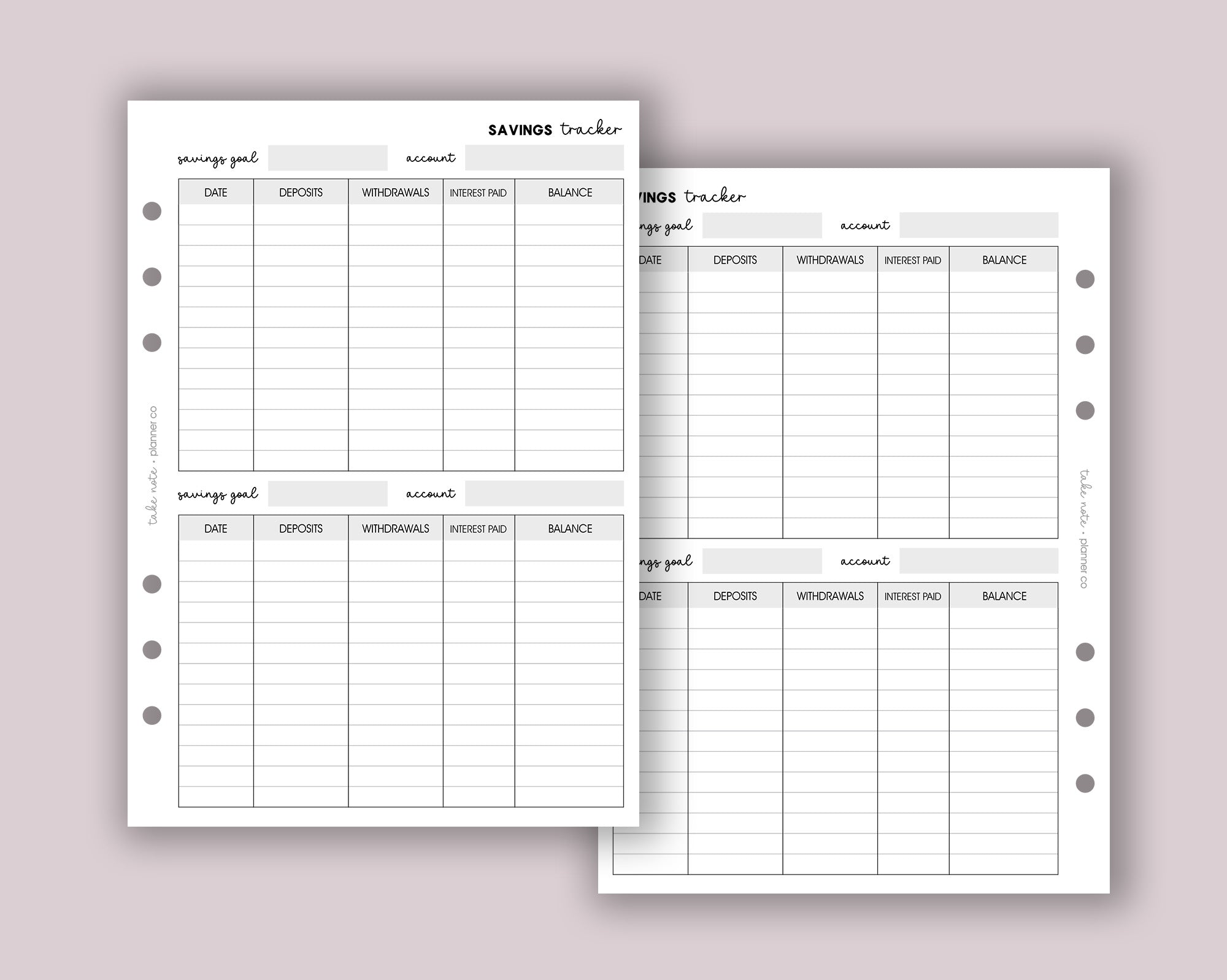 Savings Tracker Inserts <!---savings2-->