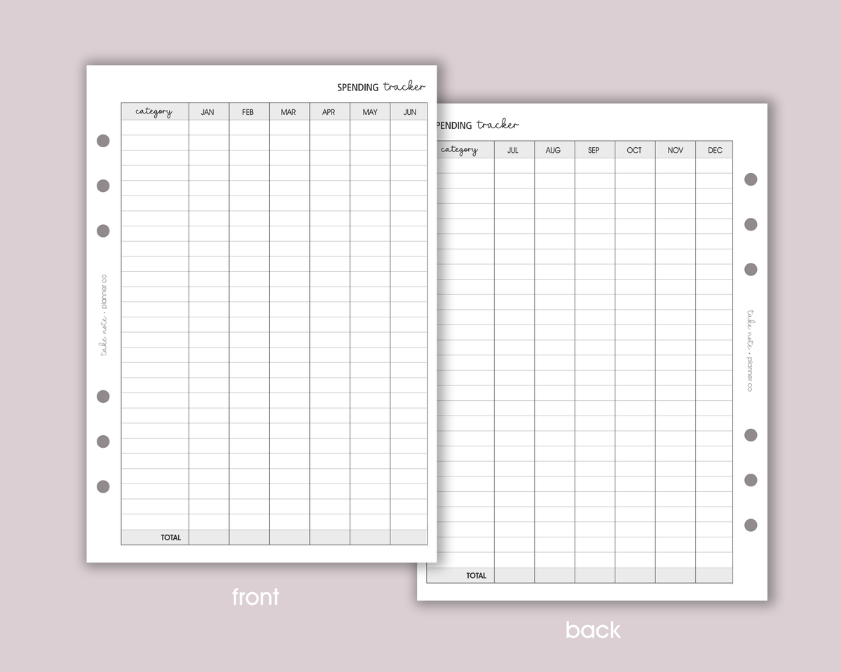 Categorised Spend Tracker Inserts <!---spendtracker-->