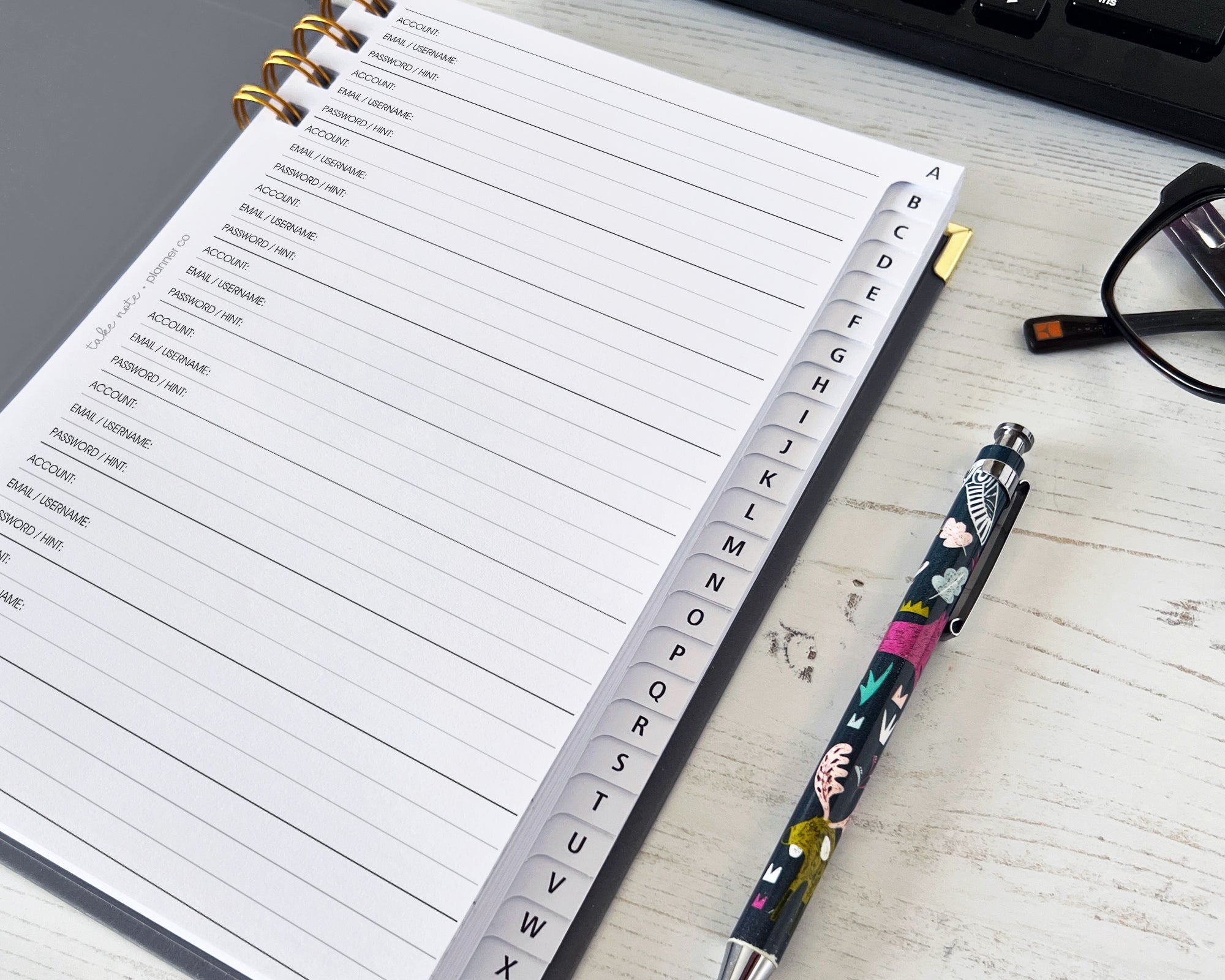 A-Z Tabbed Password Book