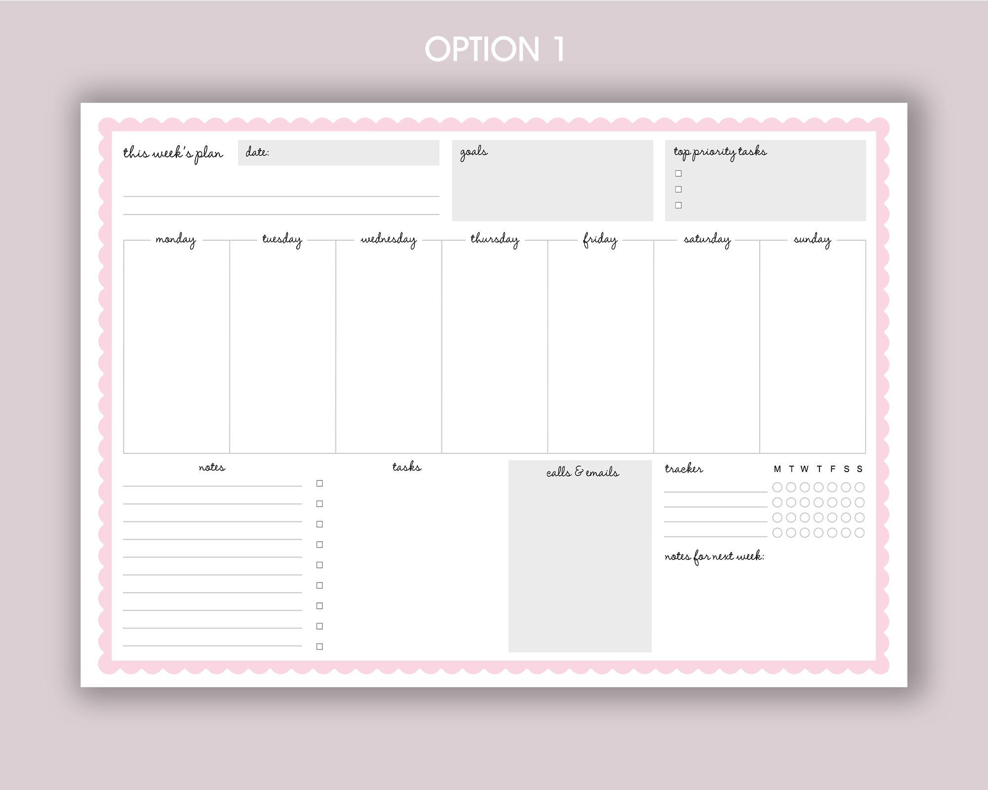 Weekly Planner A4 Deskpad <!---NP4-scallop-1-->