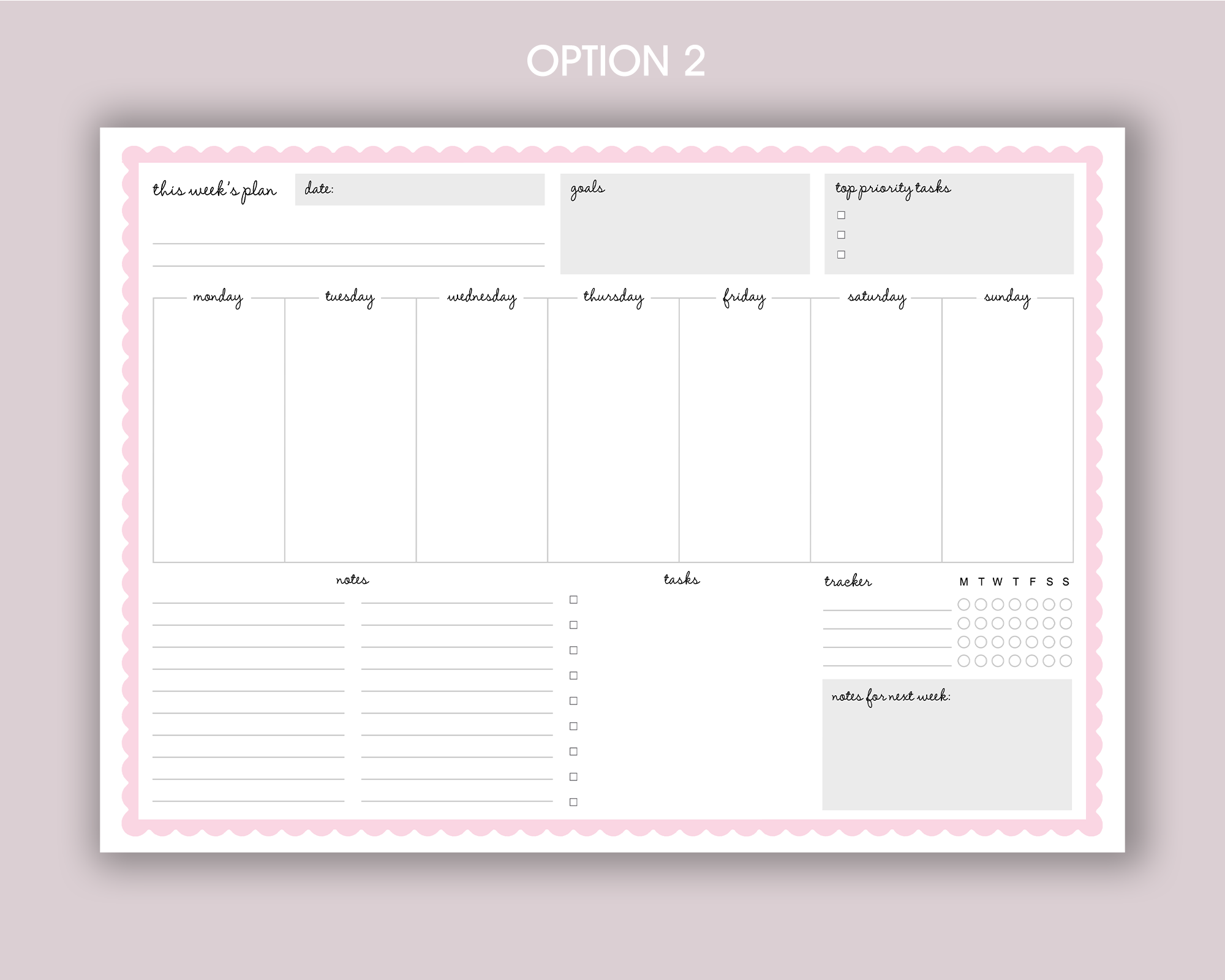 Weekly Planner A4 Deskpad <!---NP4-scallop-1-->