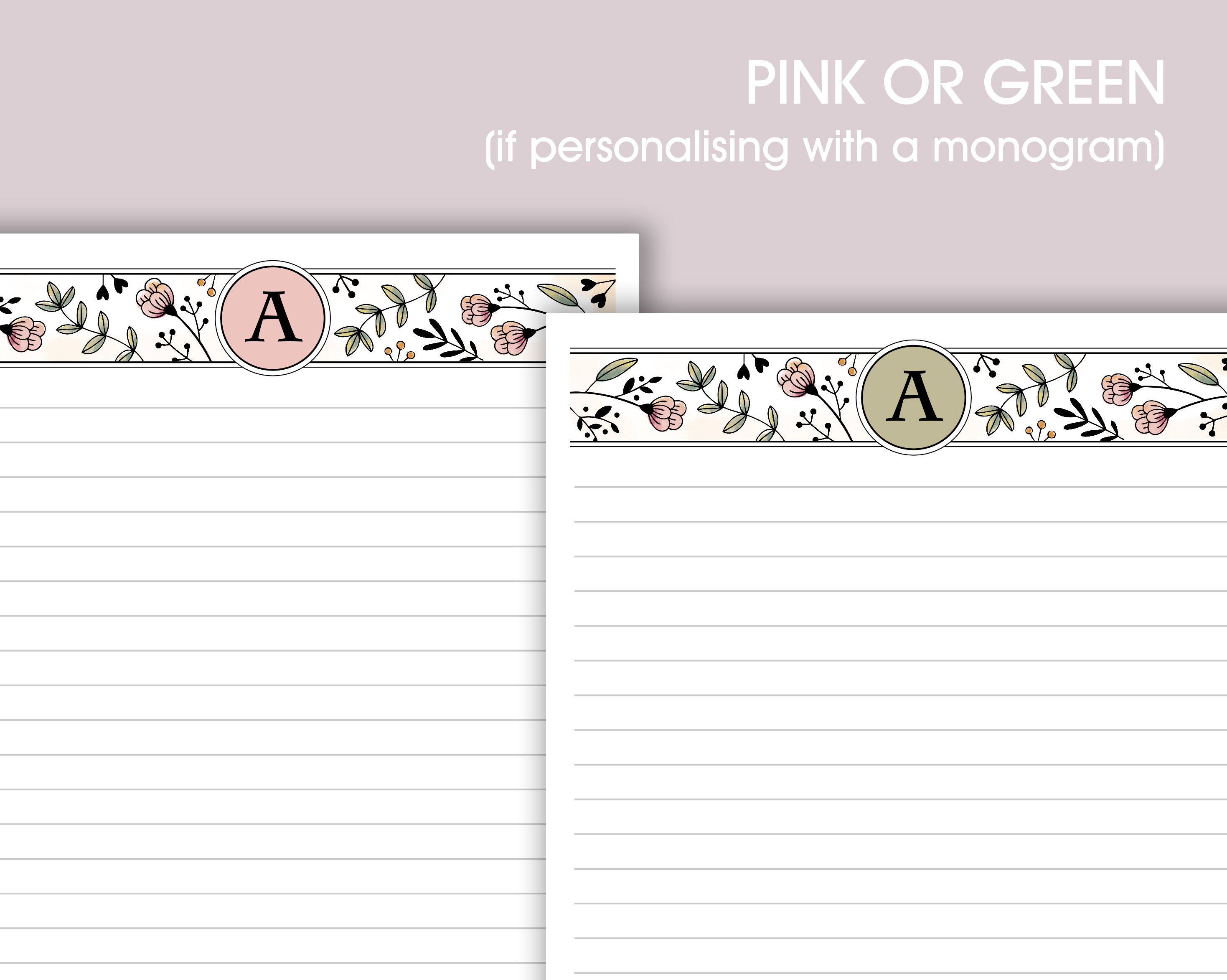 Monogram A5 Notepad <!---NP5-floral-mono1-->