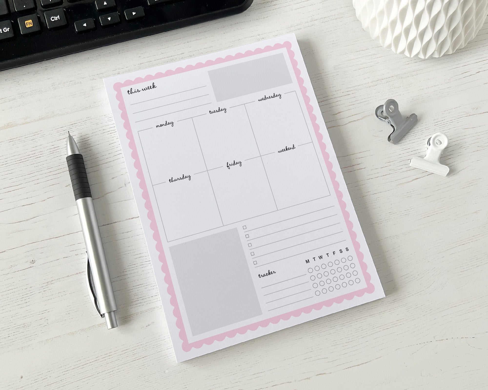 Weekly Planner A5 Notepad <!---NP5-scallop-1-->