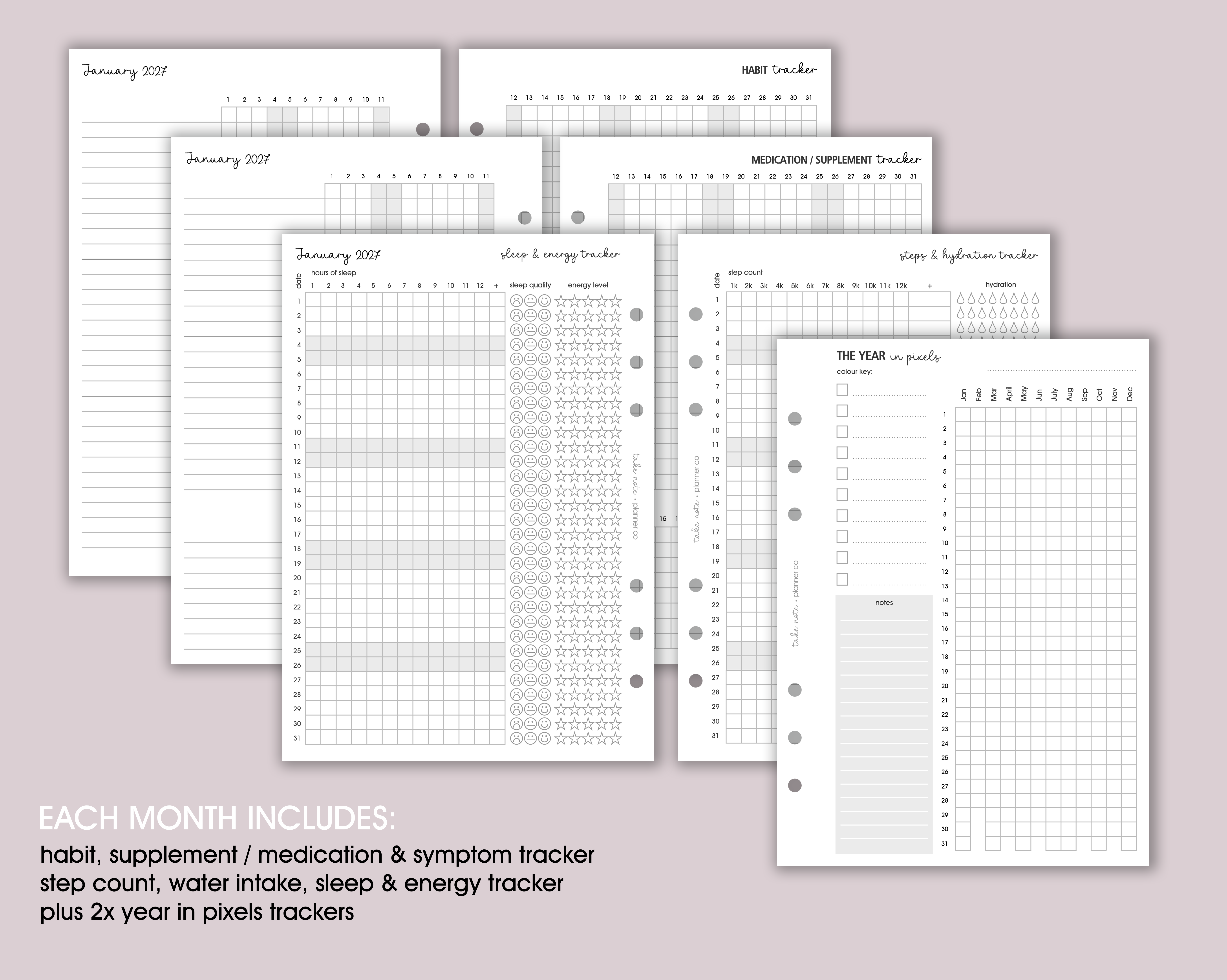 Health & Wellness Tracker Inserts