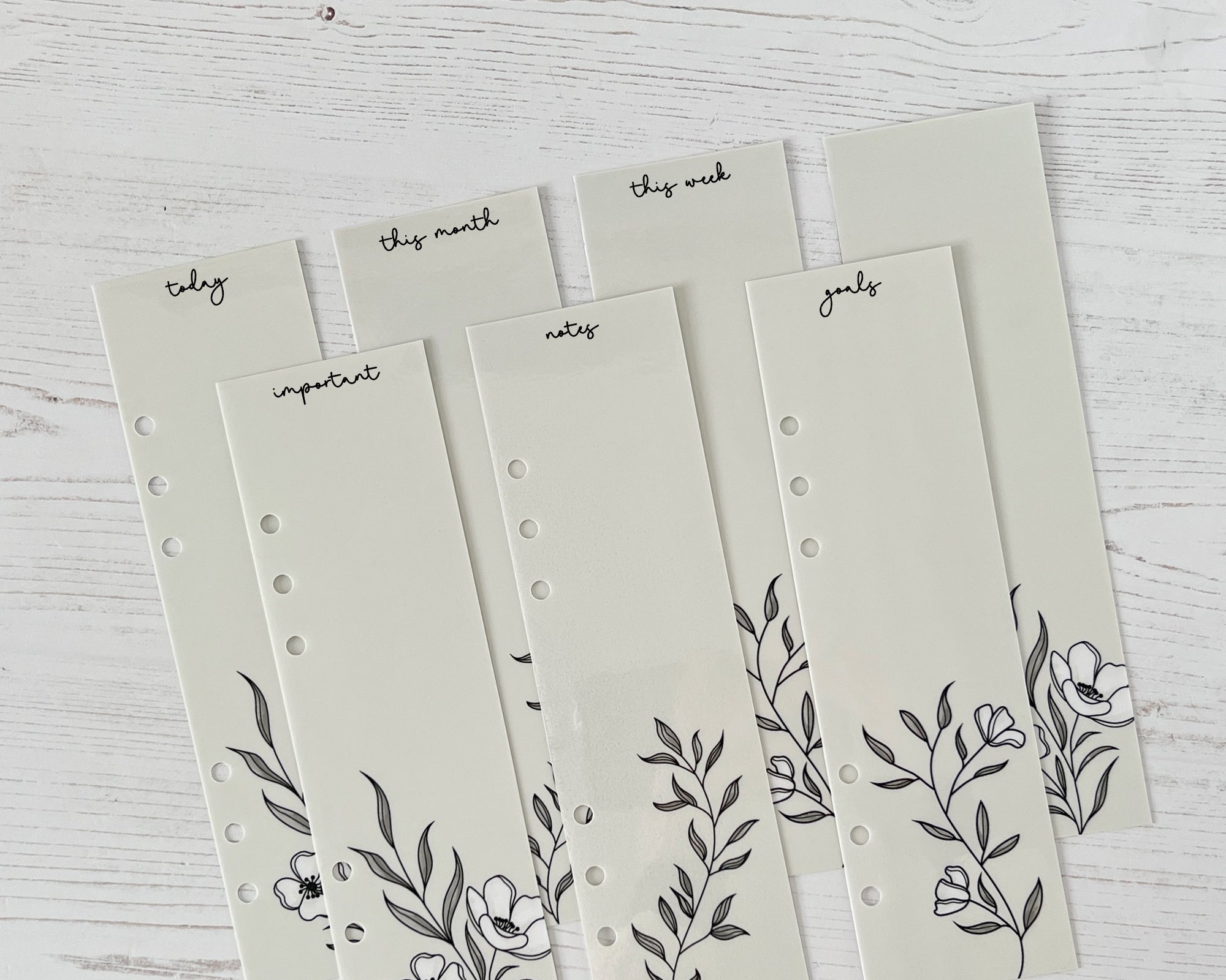 Set of planner page markers with an anemone floral design.