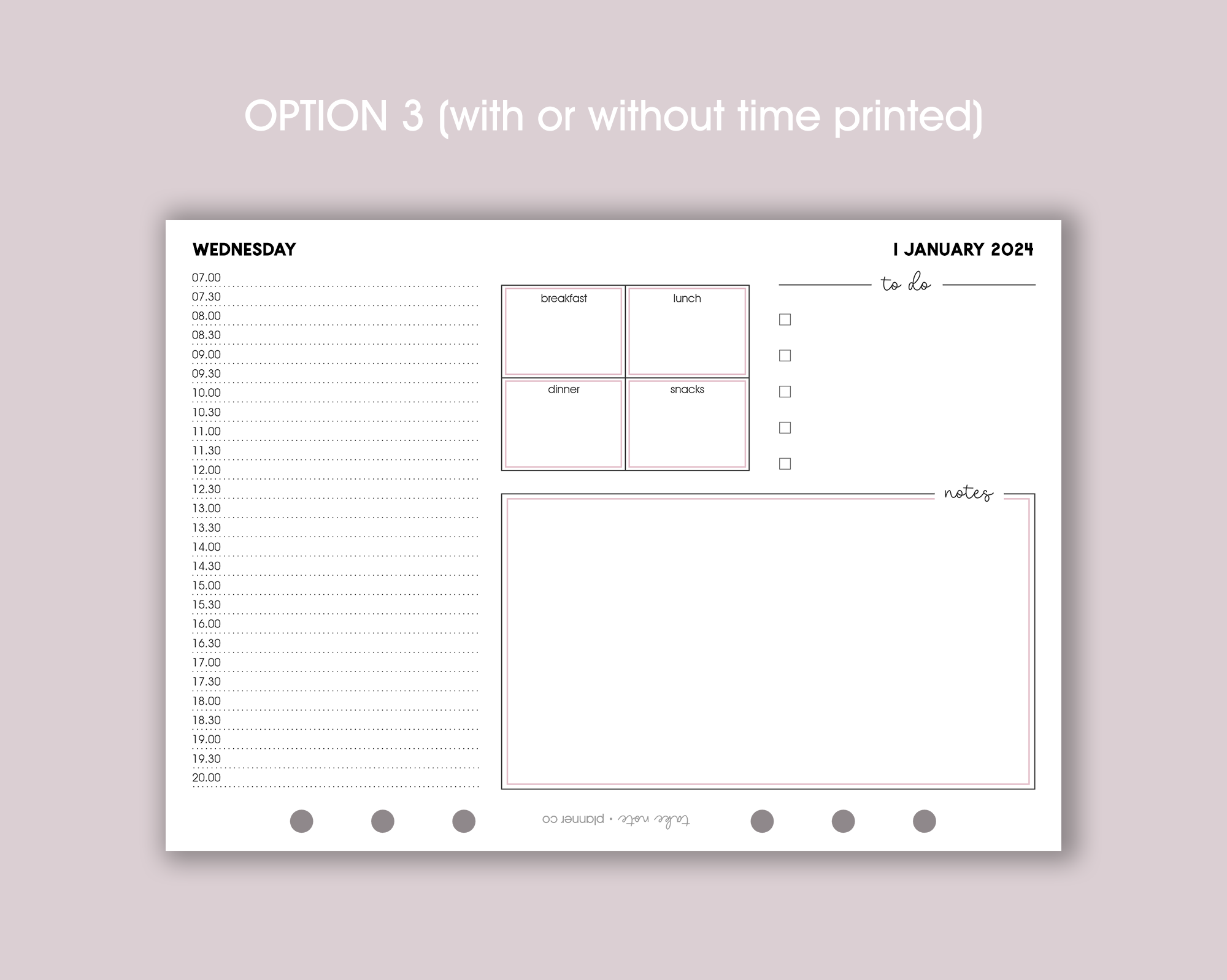 Dated Daily Planner Inserts <!---classic:DAY2horiz-->