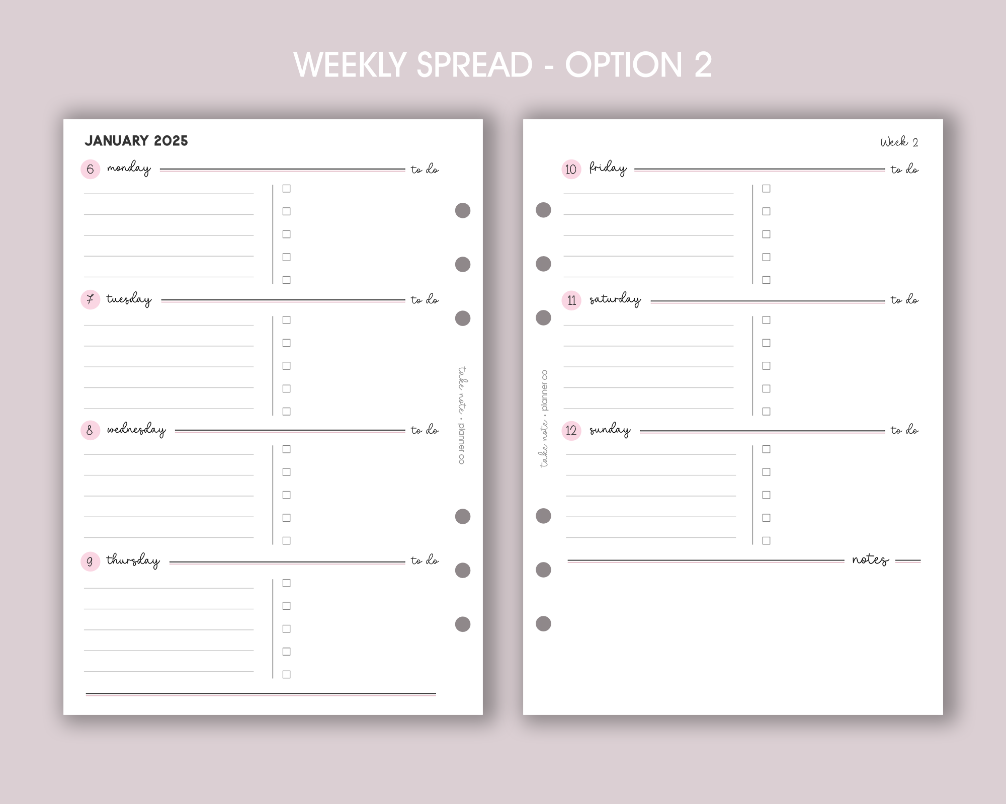 Dated Weekly Planner Inserts <!---classic:WEEK1-->