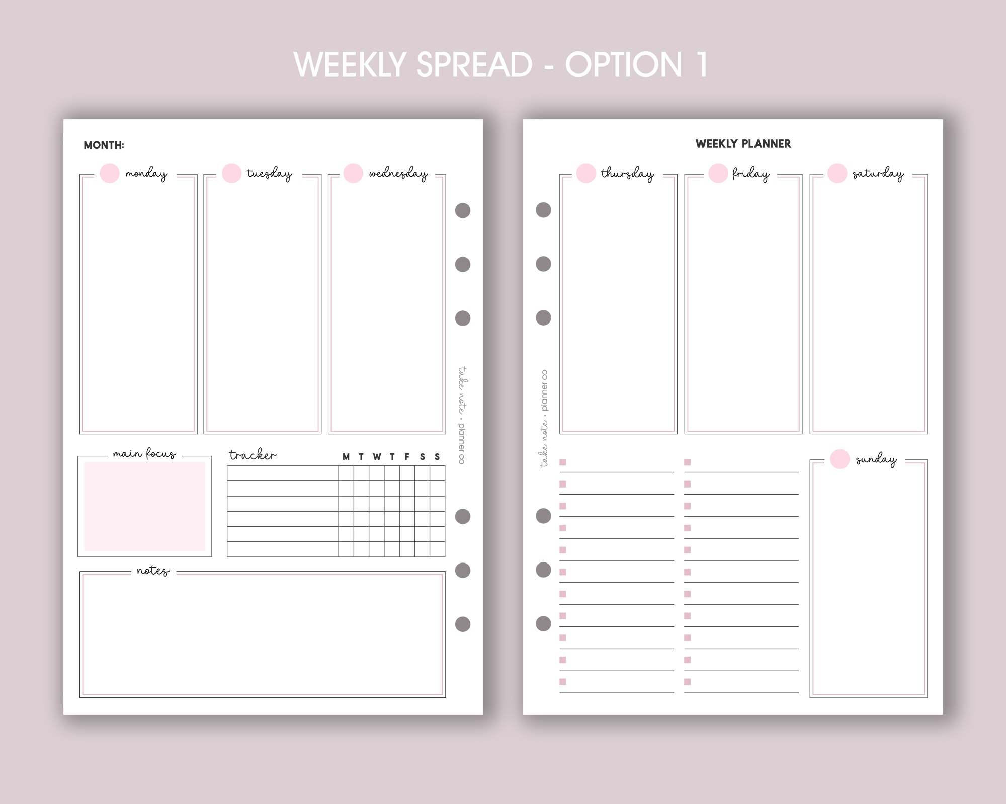 Undated Weekly Planner Inserts <!---classic:WEEK4-->