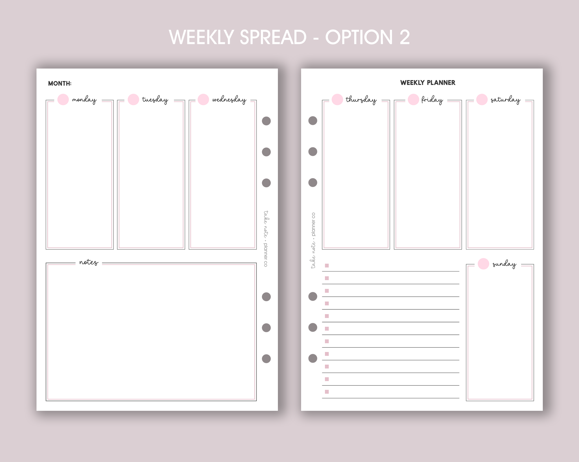 Undated Weekly Planner Inserts <!---classic:WEEK4-->