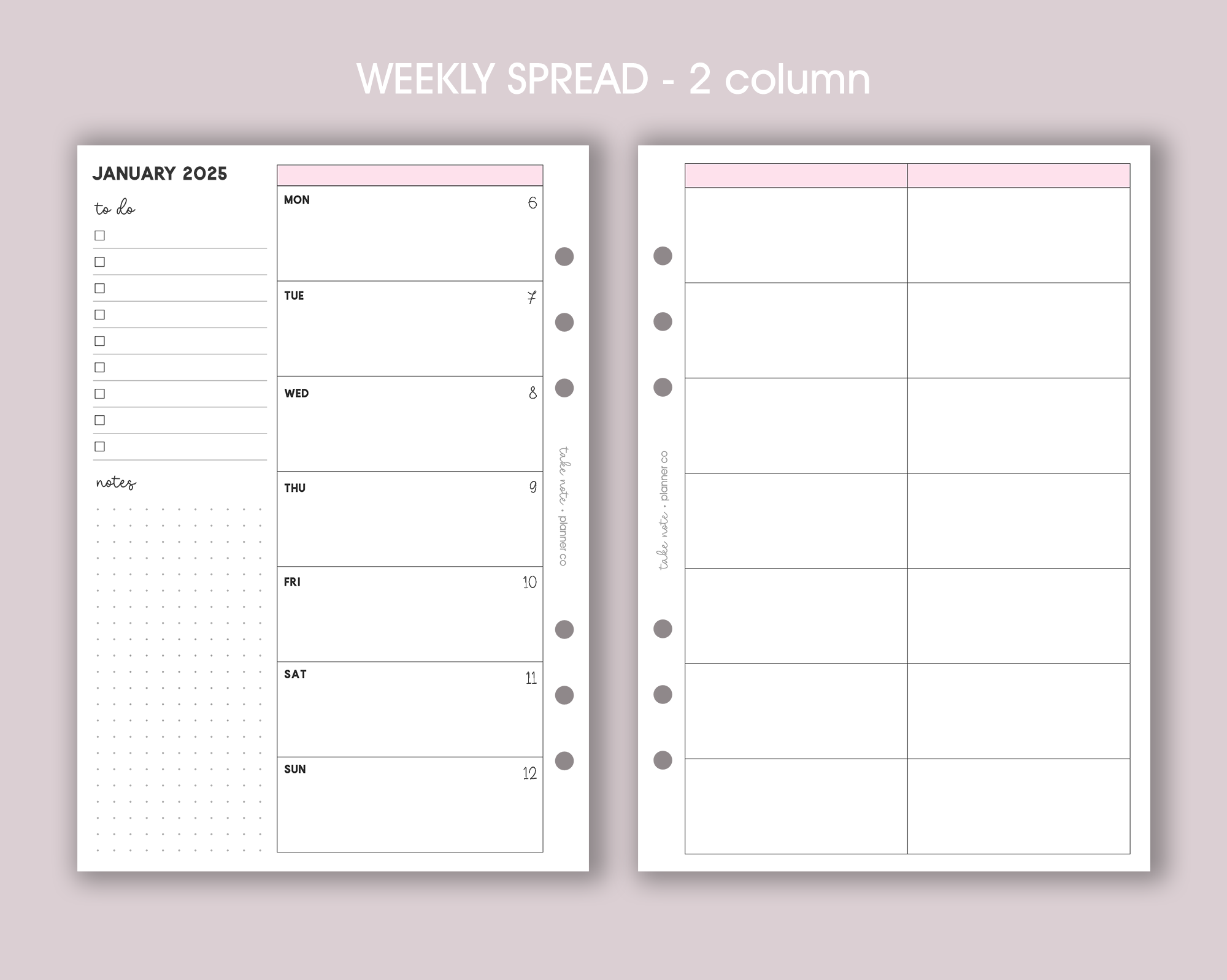 Dated Weekly Planner Inserts <!---classic:WEEK6-->