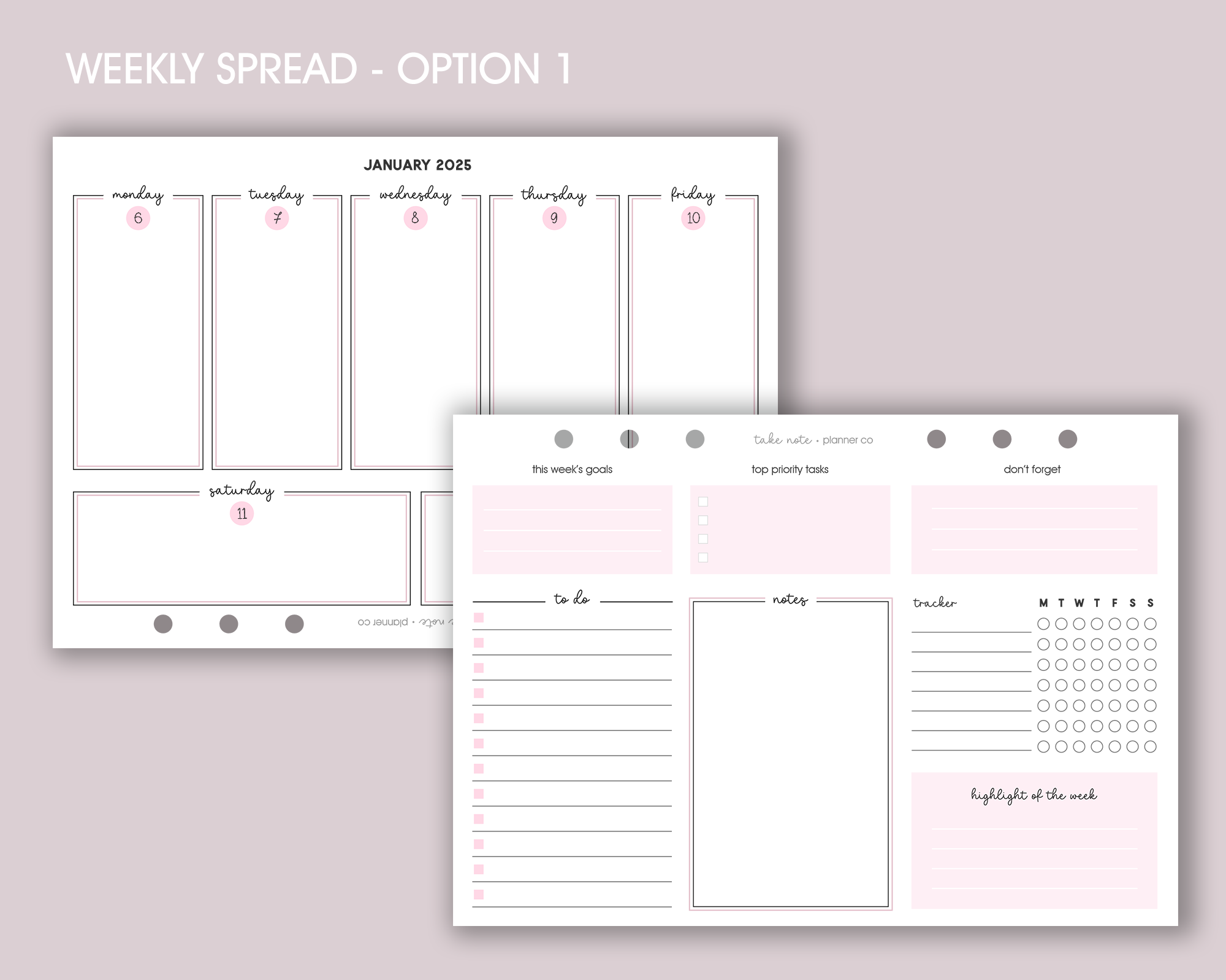 Dated Weekly Planner Inserts <!---classic:WEEK8-->