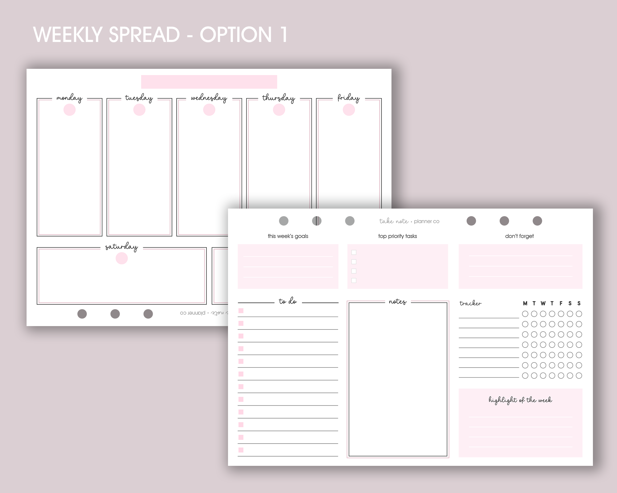 Undated Weekly Planner Inserts <!---classic:WEEK8-->