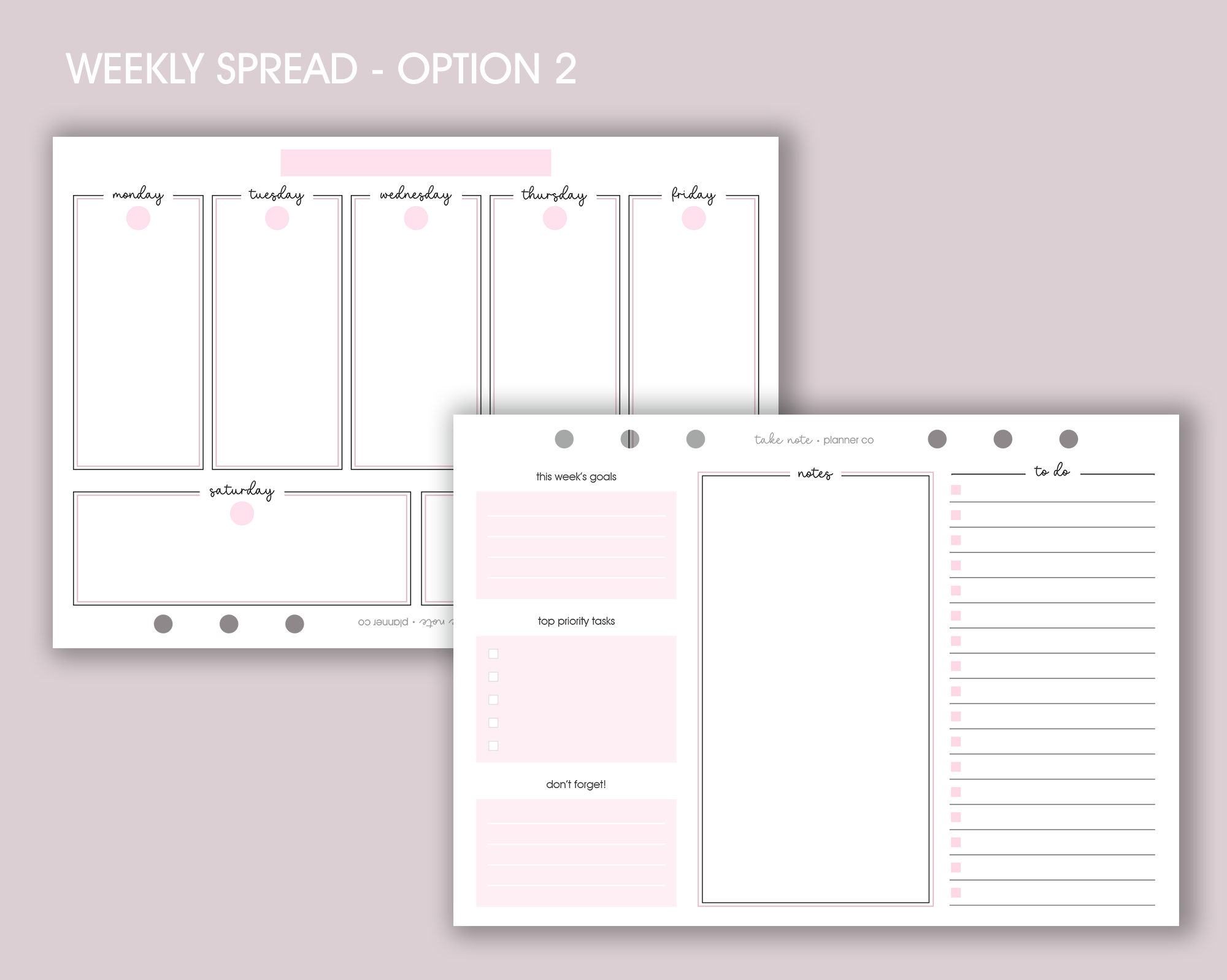 Undated Weekly Planner Inserts <!---classic:WEEK8-->