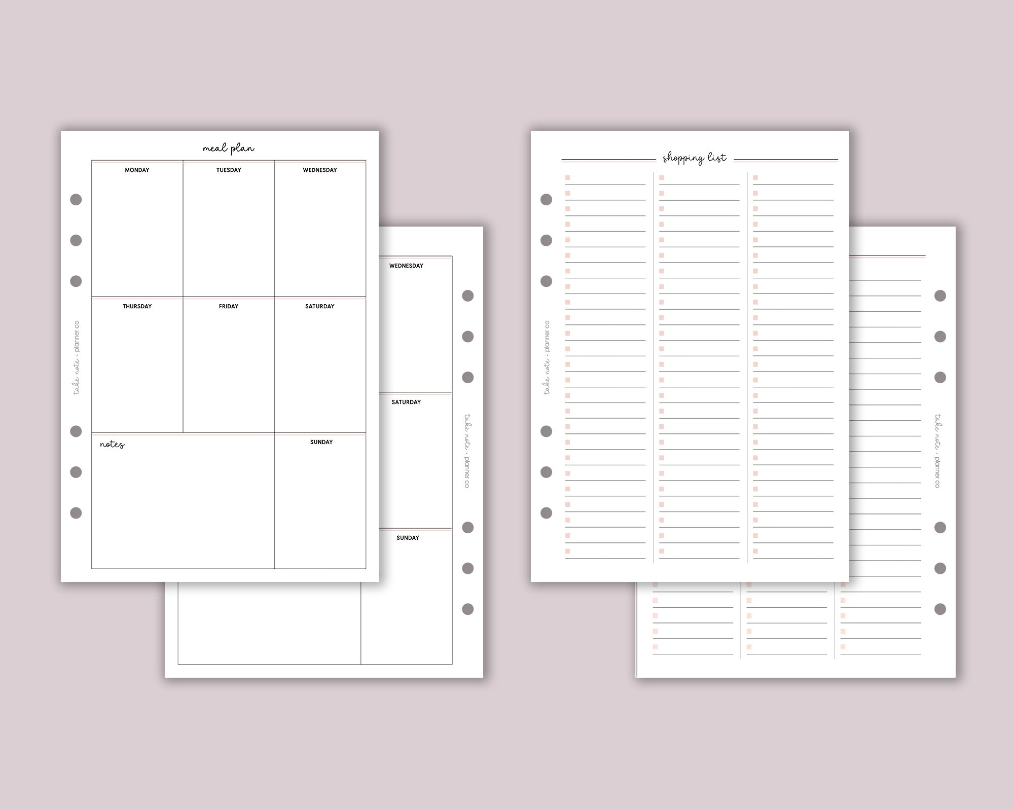 Meal Plan & Shopping List Inserts <!---classic2-->