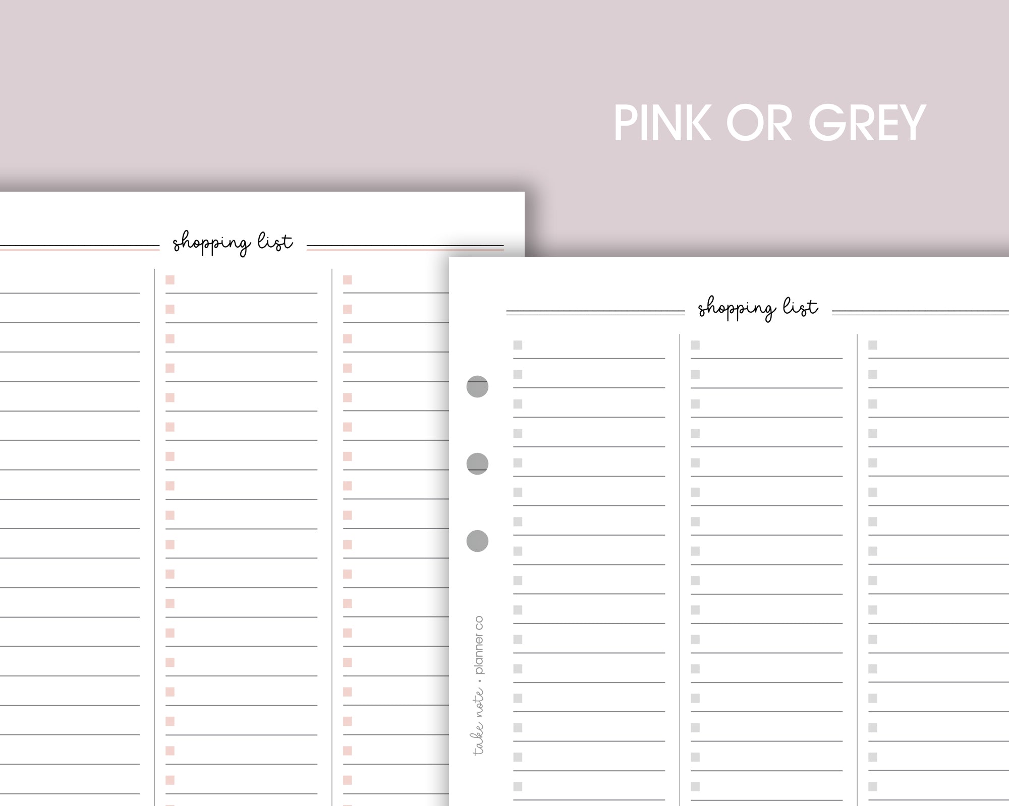 Meal Plan & Shopping List Inserts <!---classic2-->