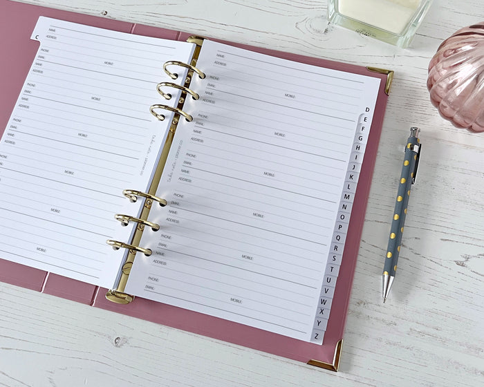 A-Z Tabbed Contacts Inserts