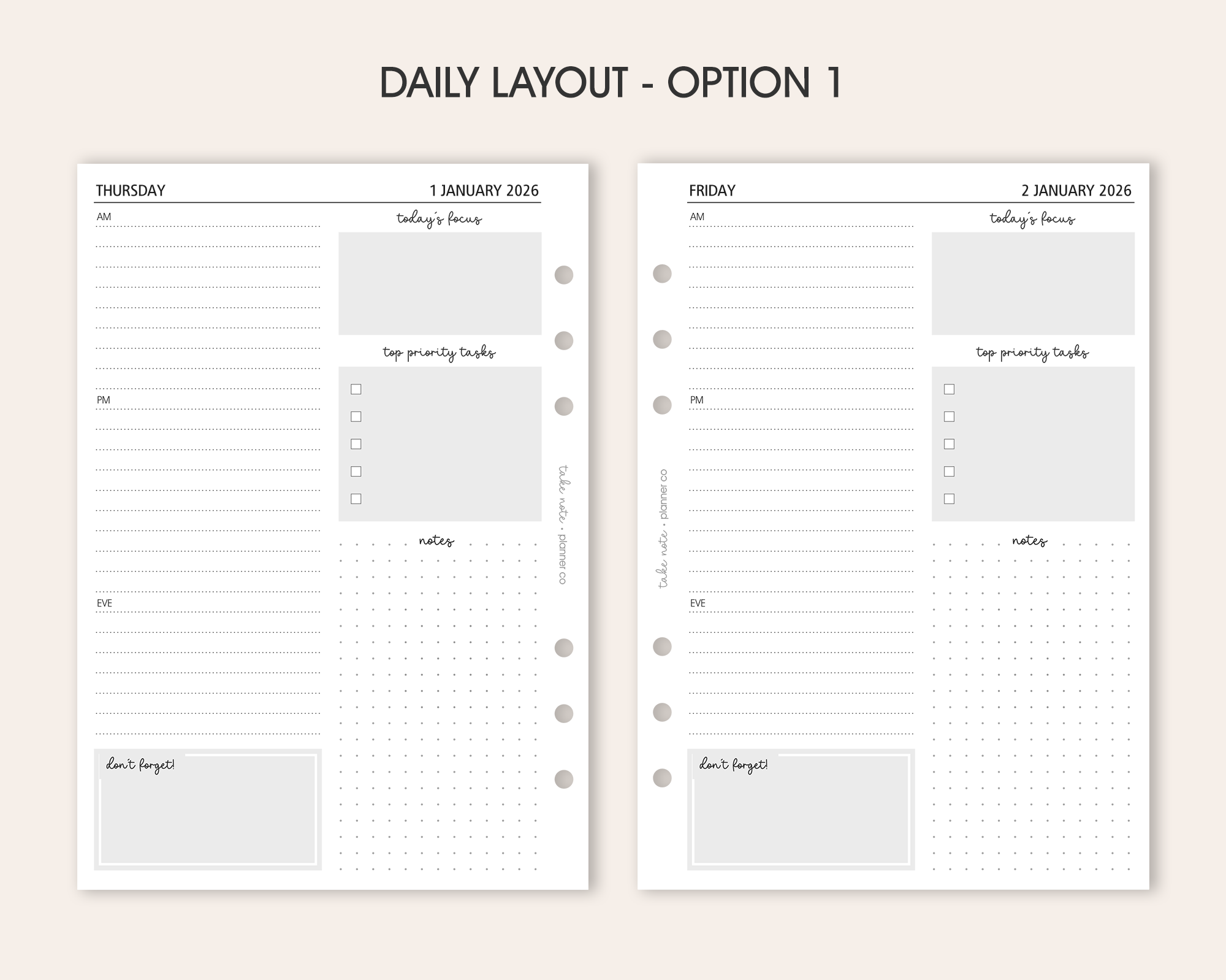 Daily Planner Inserts